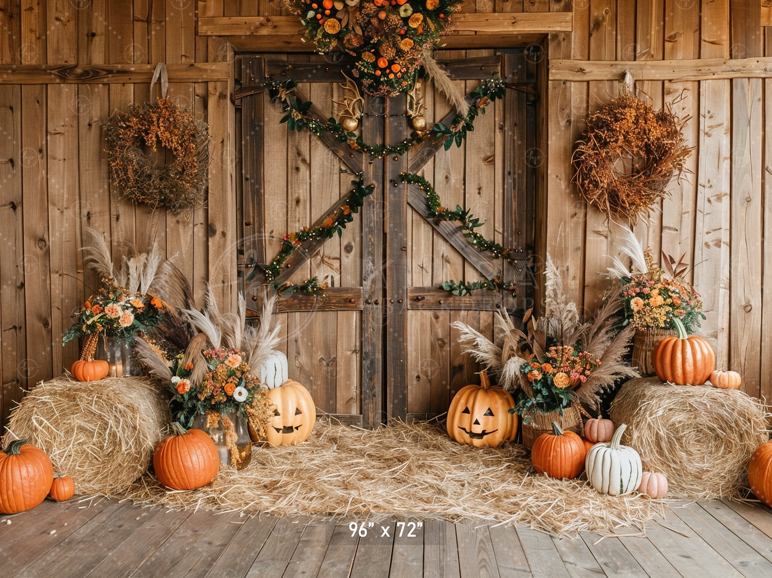 Rustic Harvest Barn Backdrop