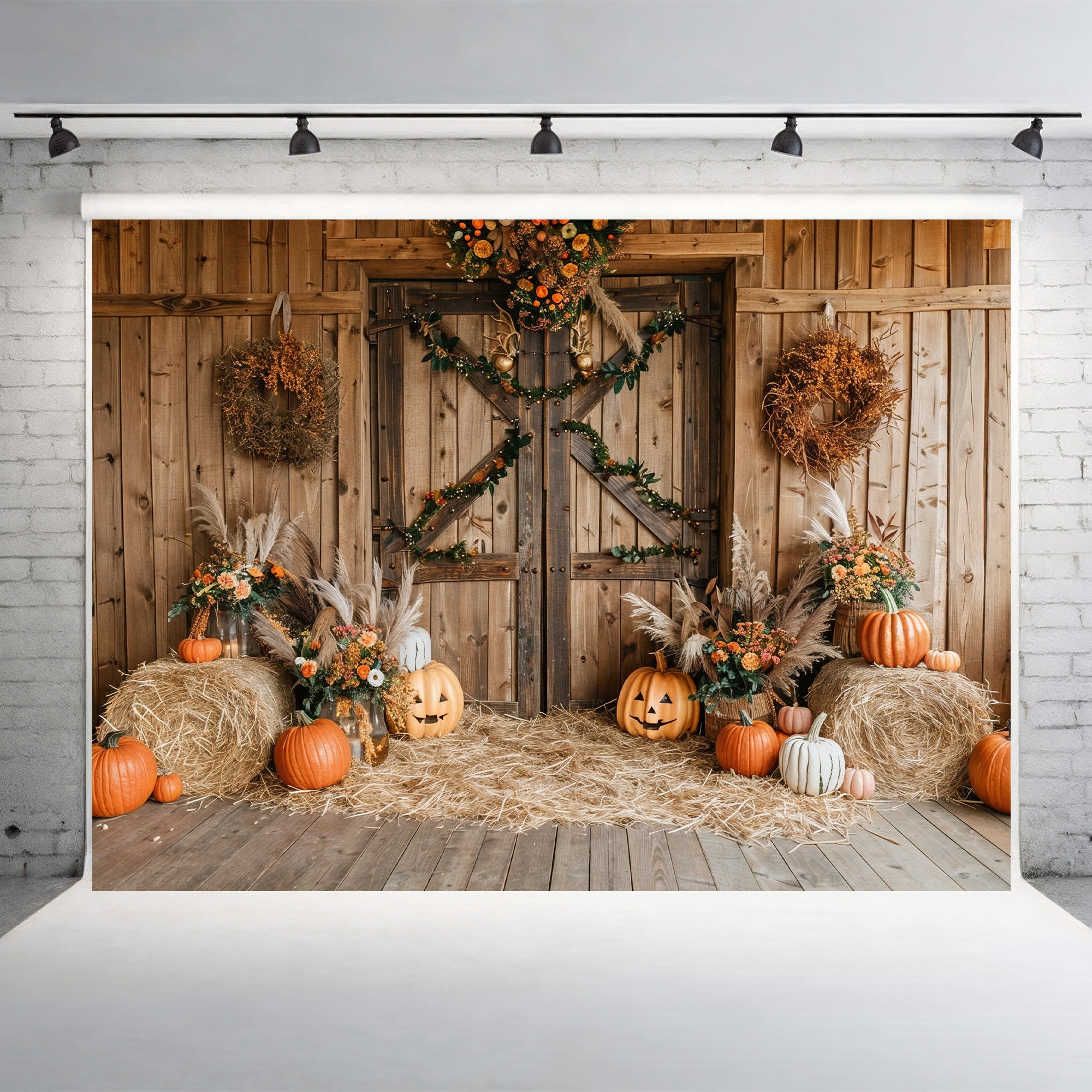 Rustic Harvest Barn Backdrop