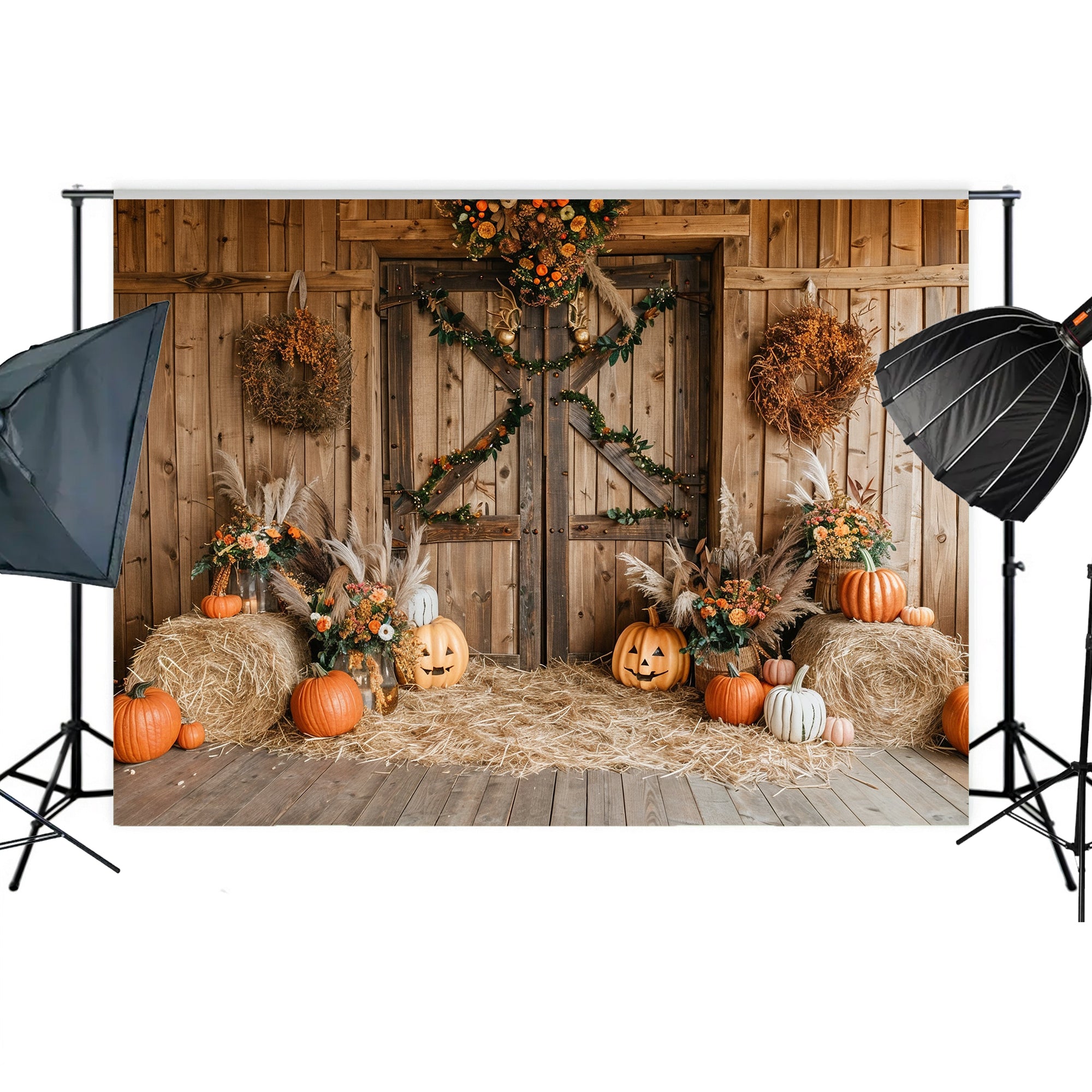 Rustic Harvest Barn Backdrop