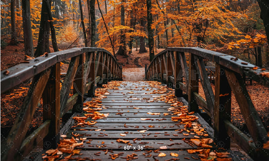 Autumn Forest Bridge Backdrop