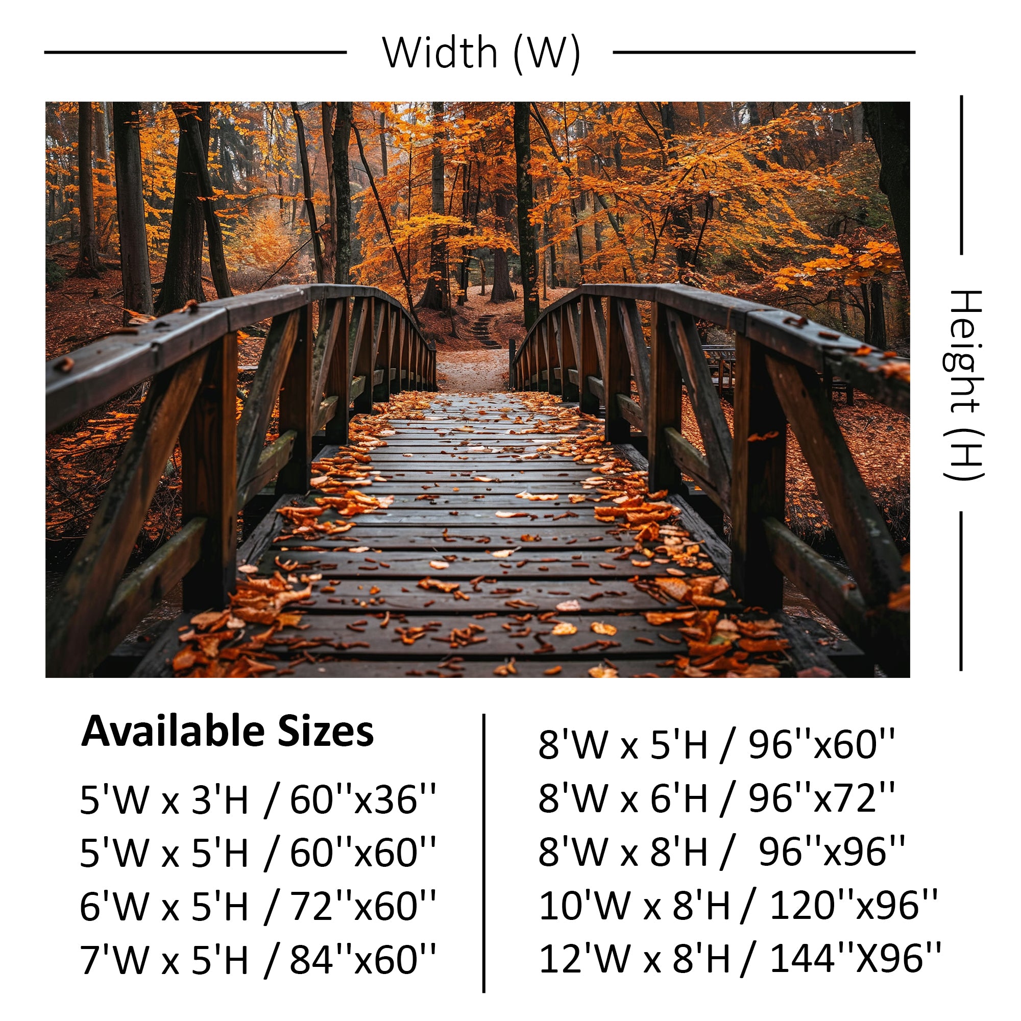 Autumn Forest Bridge Backdrop