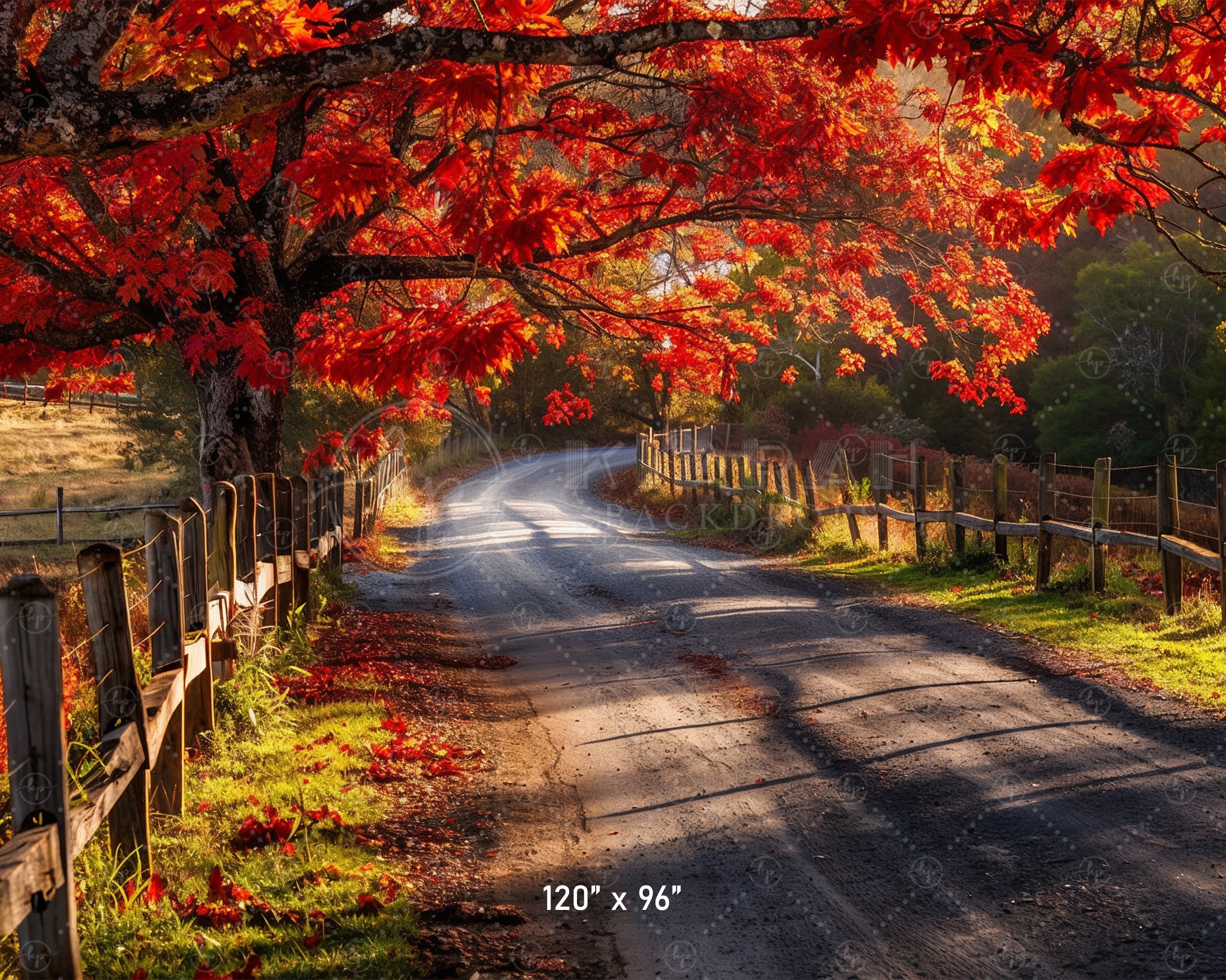 Autumn Country Road Backdrop