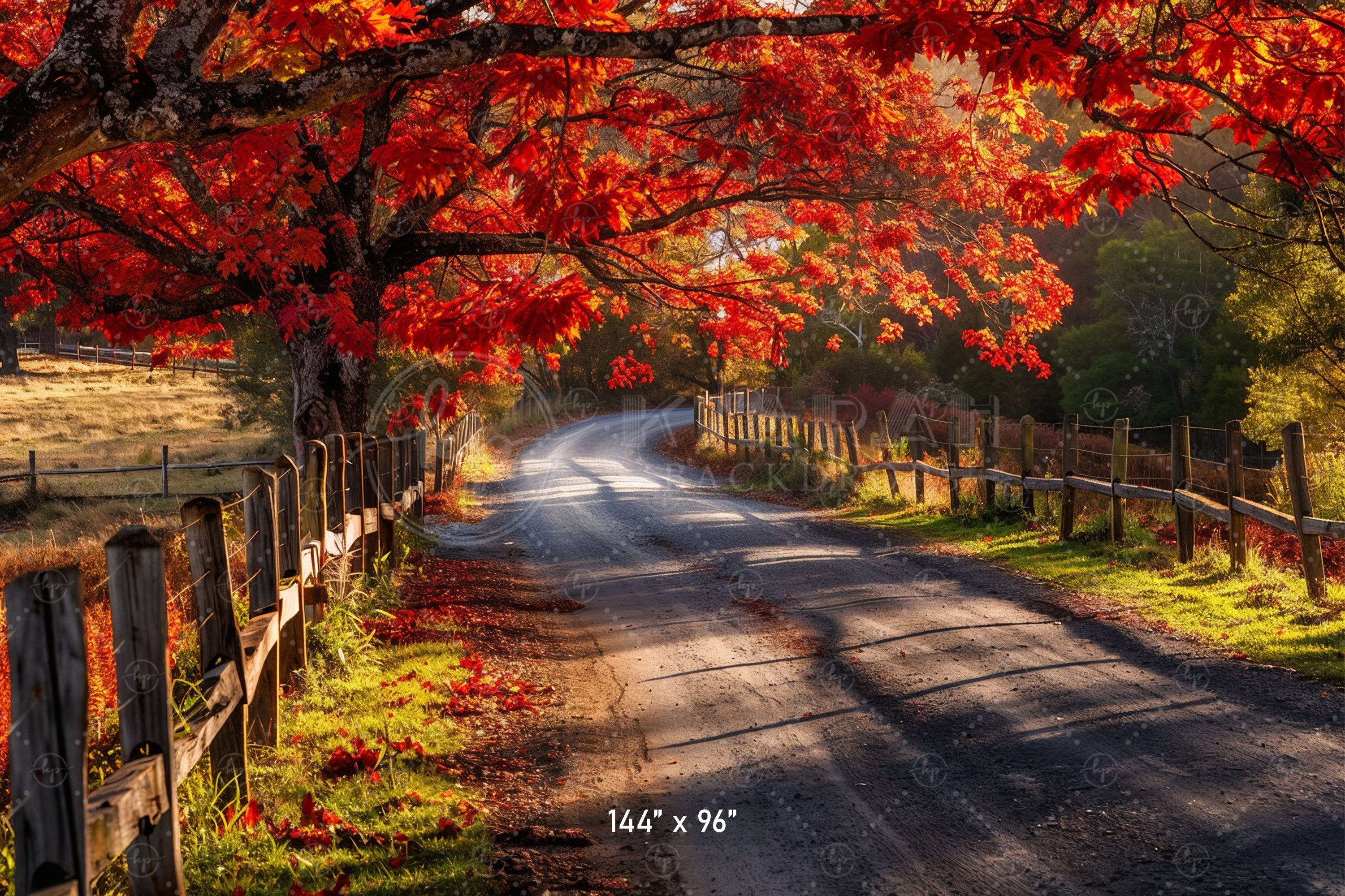 Autumn Country Road Backdrop