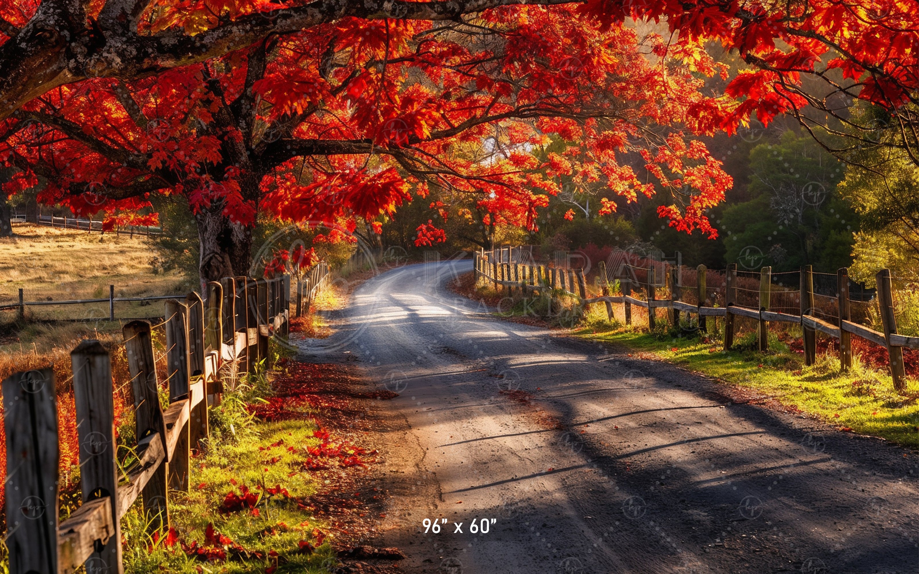 Autumn Country Road Backdrop