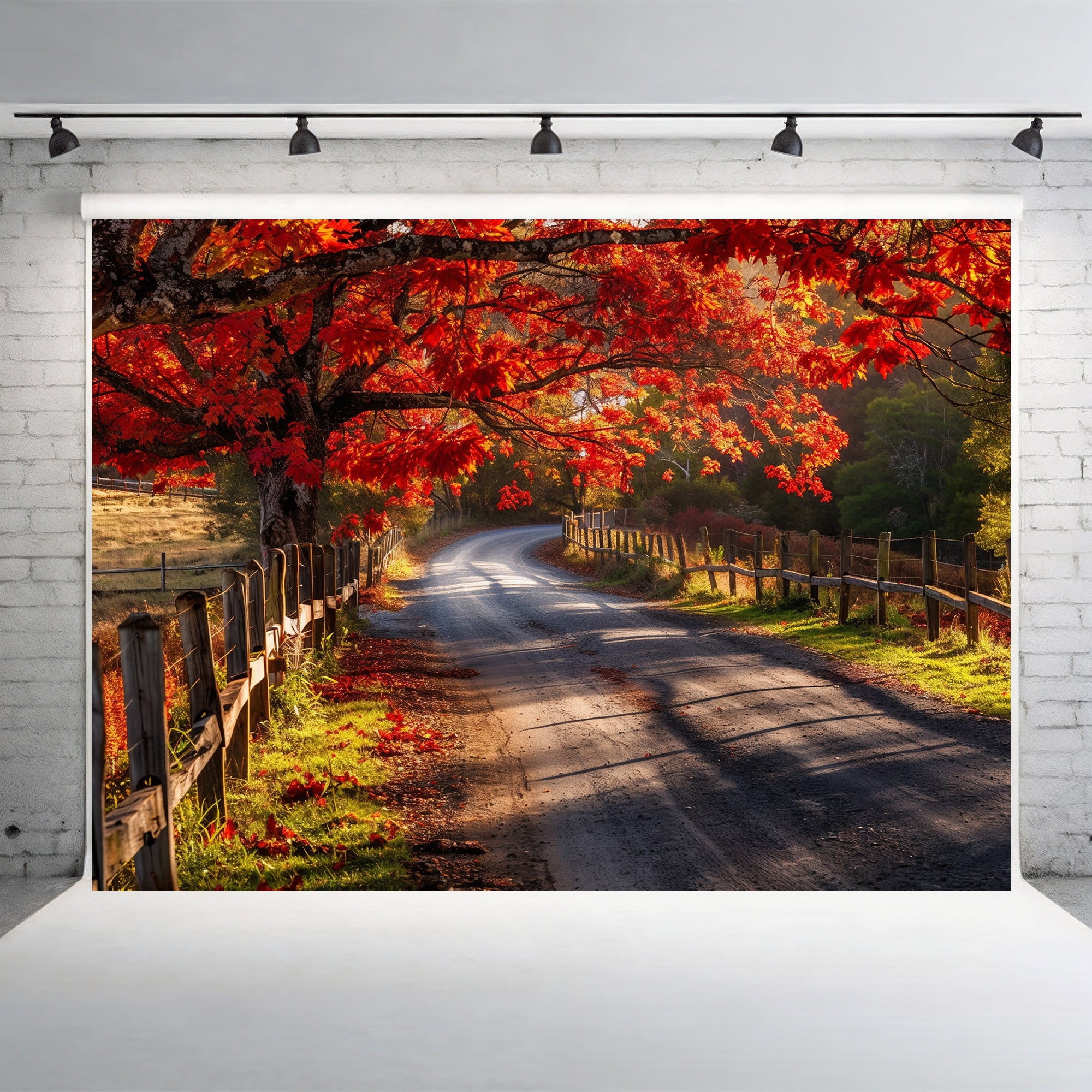 Autumn Country Road Backdrop