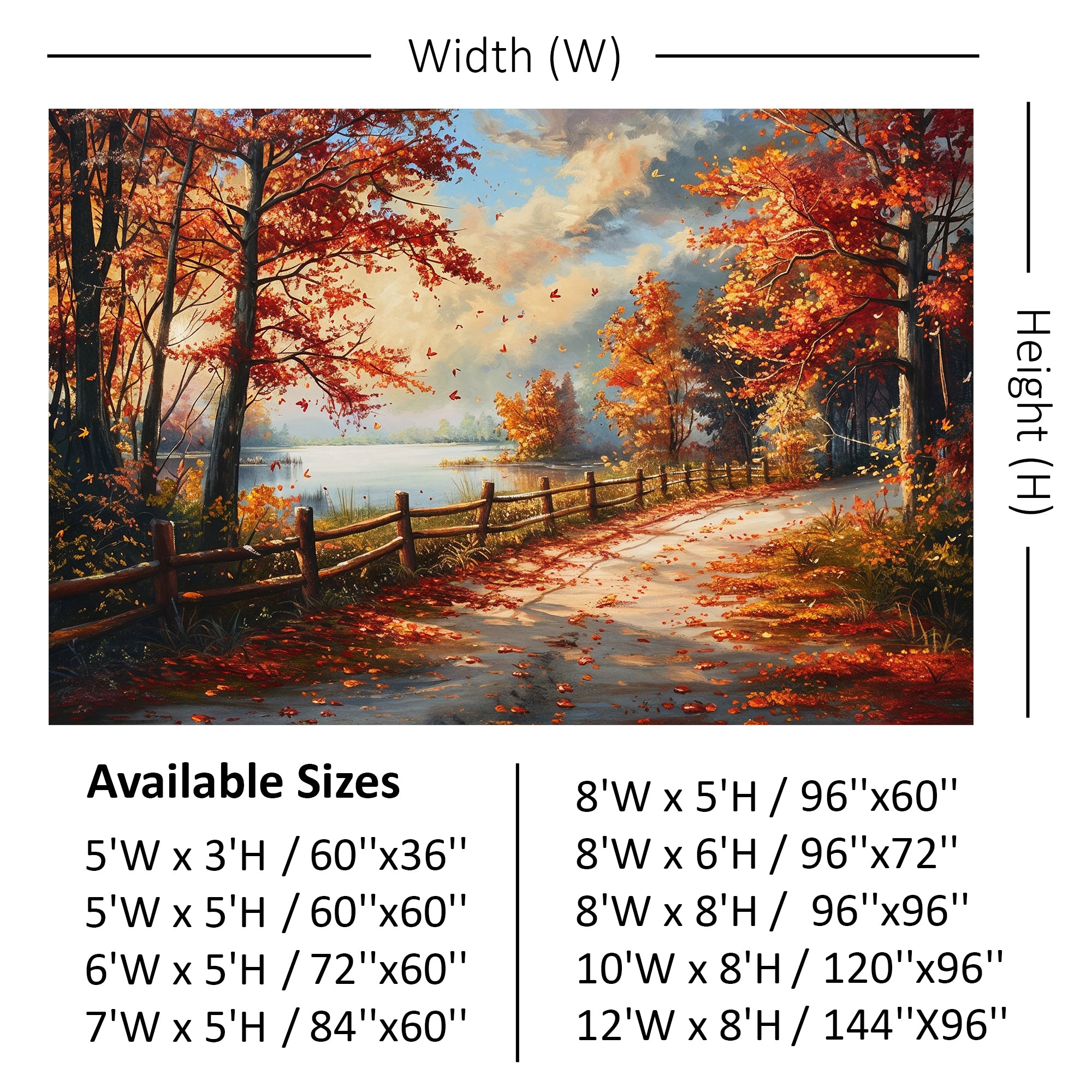 Lakeside Autumn Path Backdrop