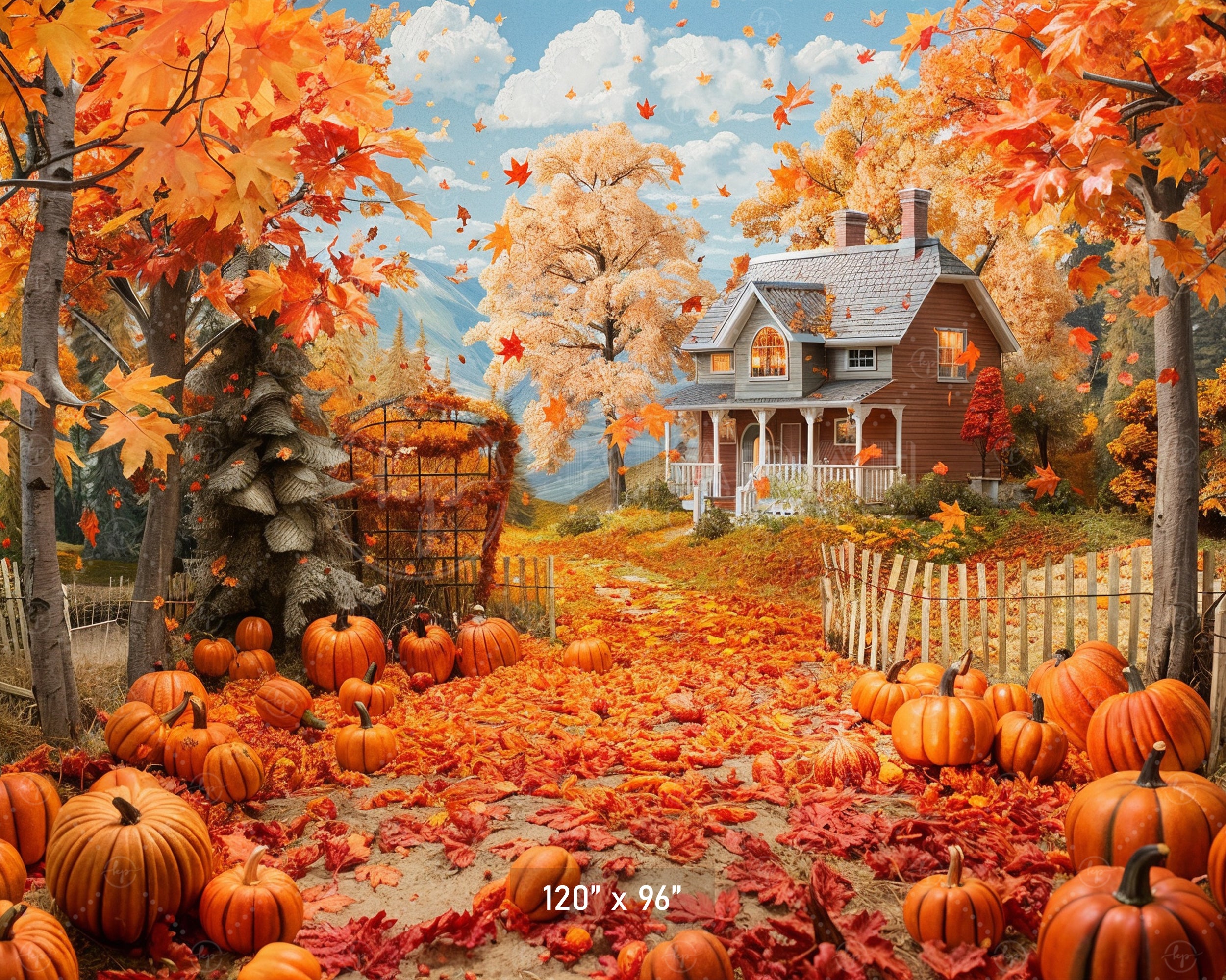 Autumn Country Cottage Backdrop