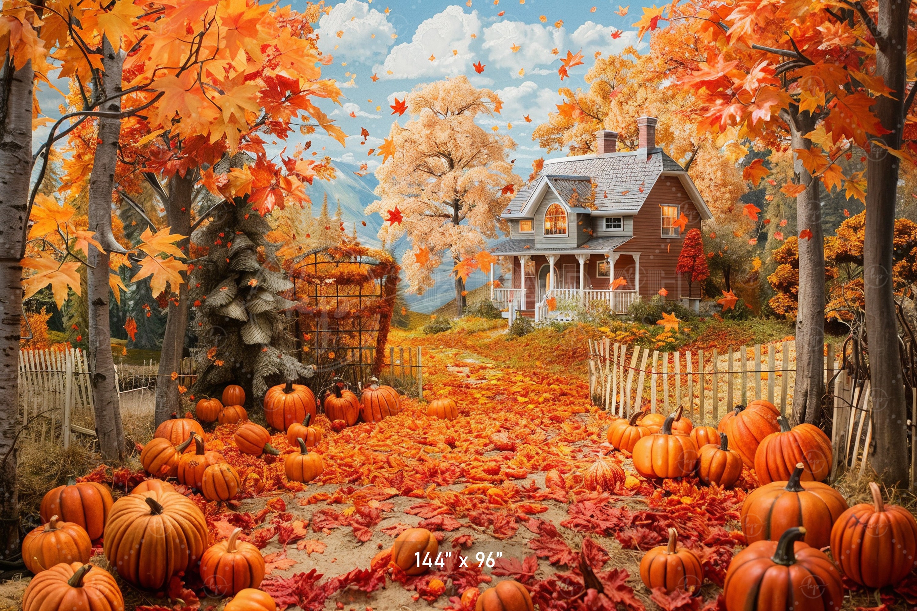 Autumn Country Cottage Backdrop