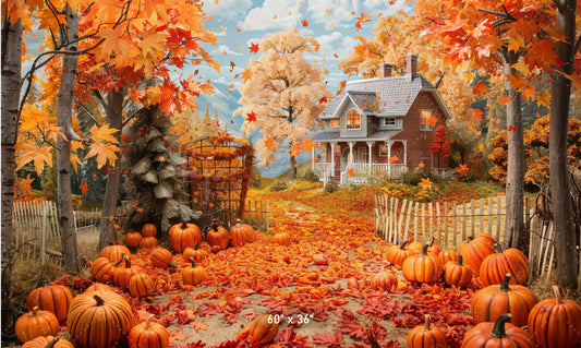 Autumn Country Cottage Backdrop