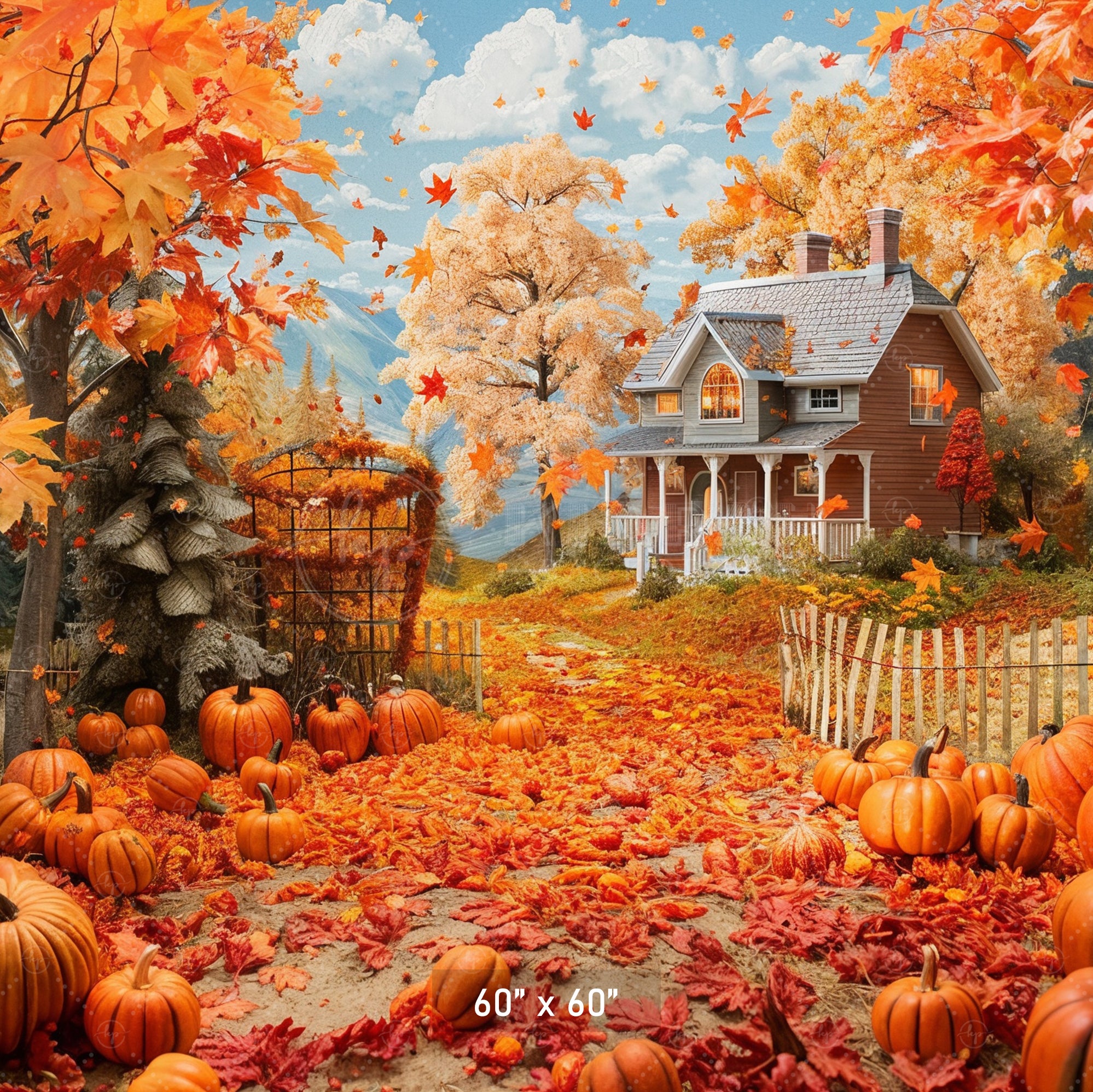 Autumn Country Cottage Backdrop