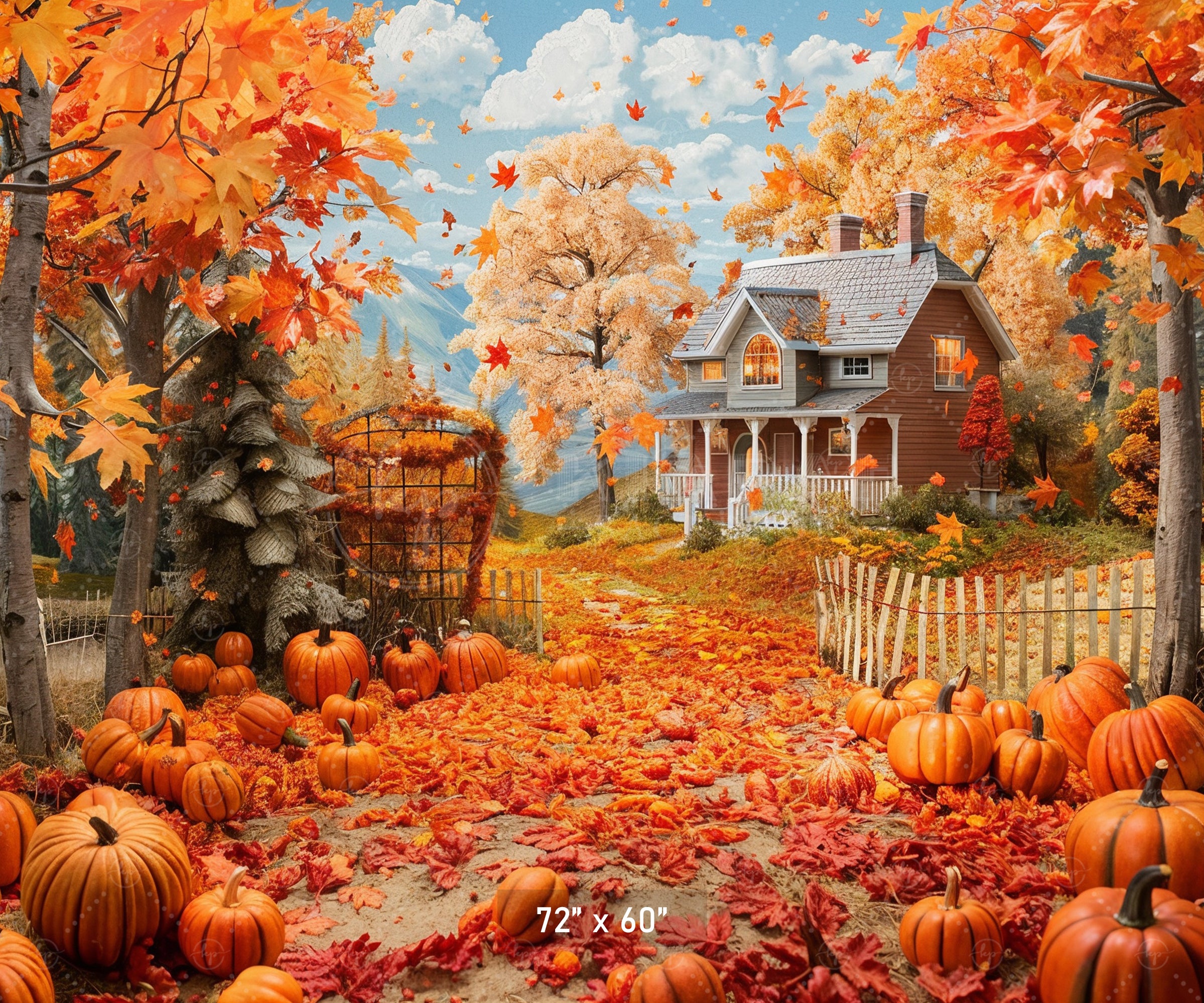 Autumn Country Cottage Backdrop