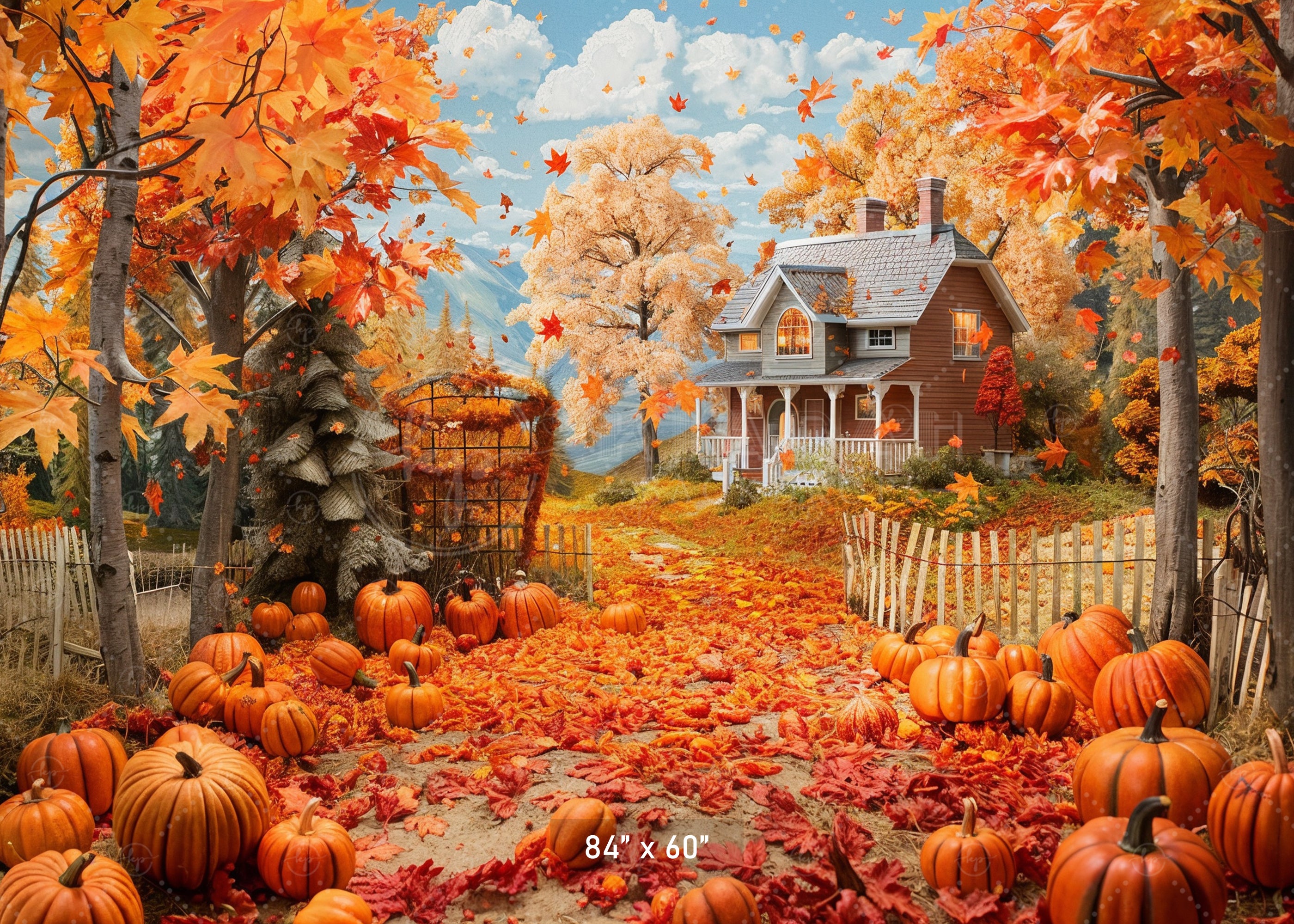 Autumn Country Cottage Backdrop