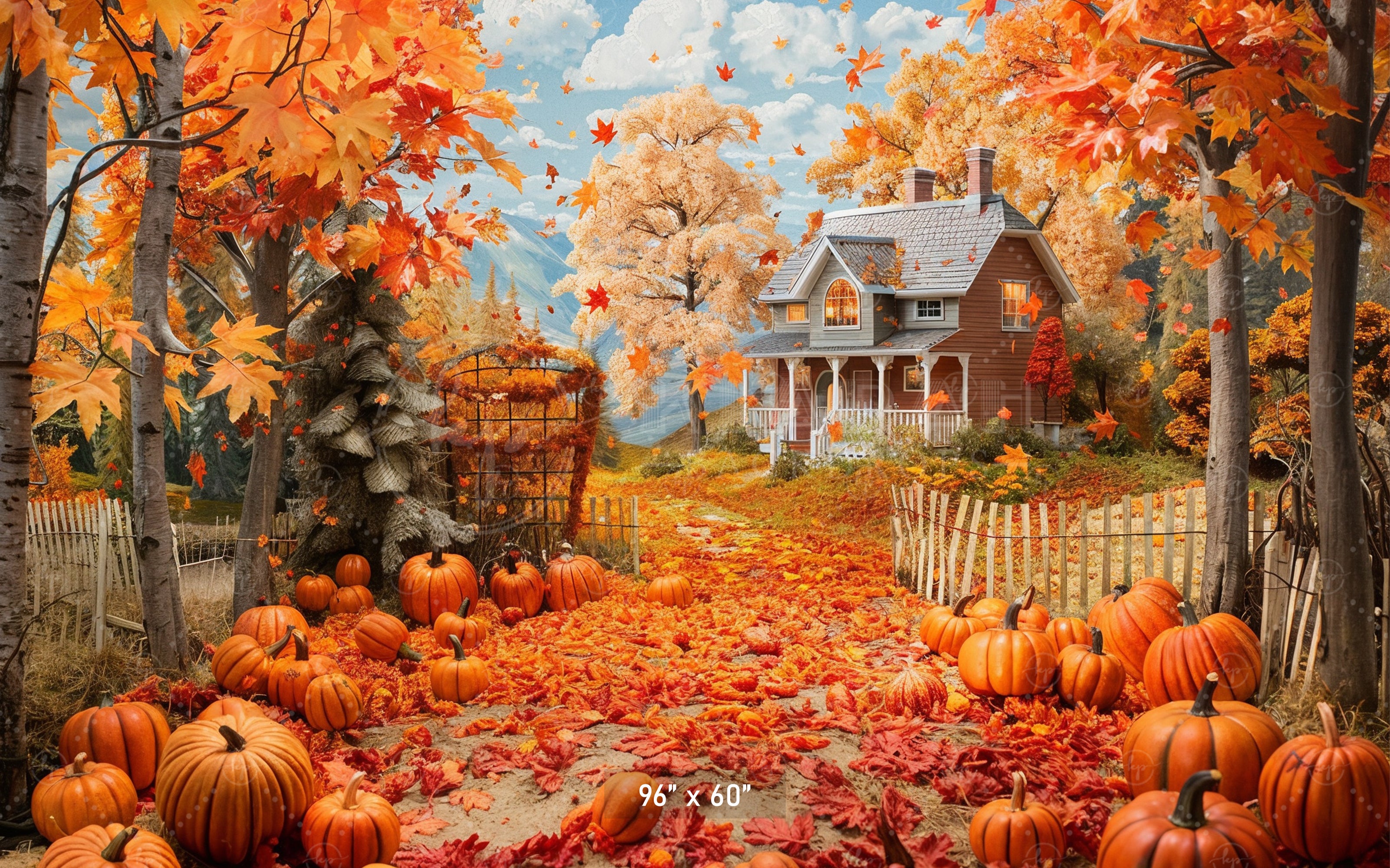 Autumn Country Cottage Backdrop
