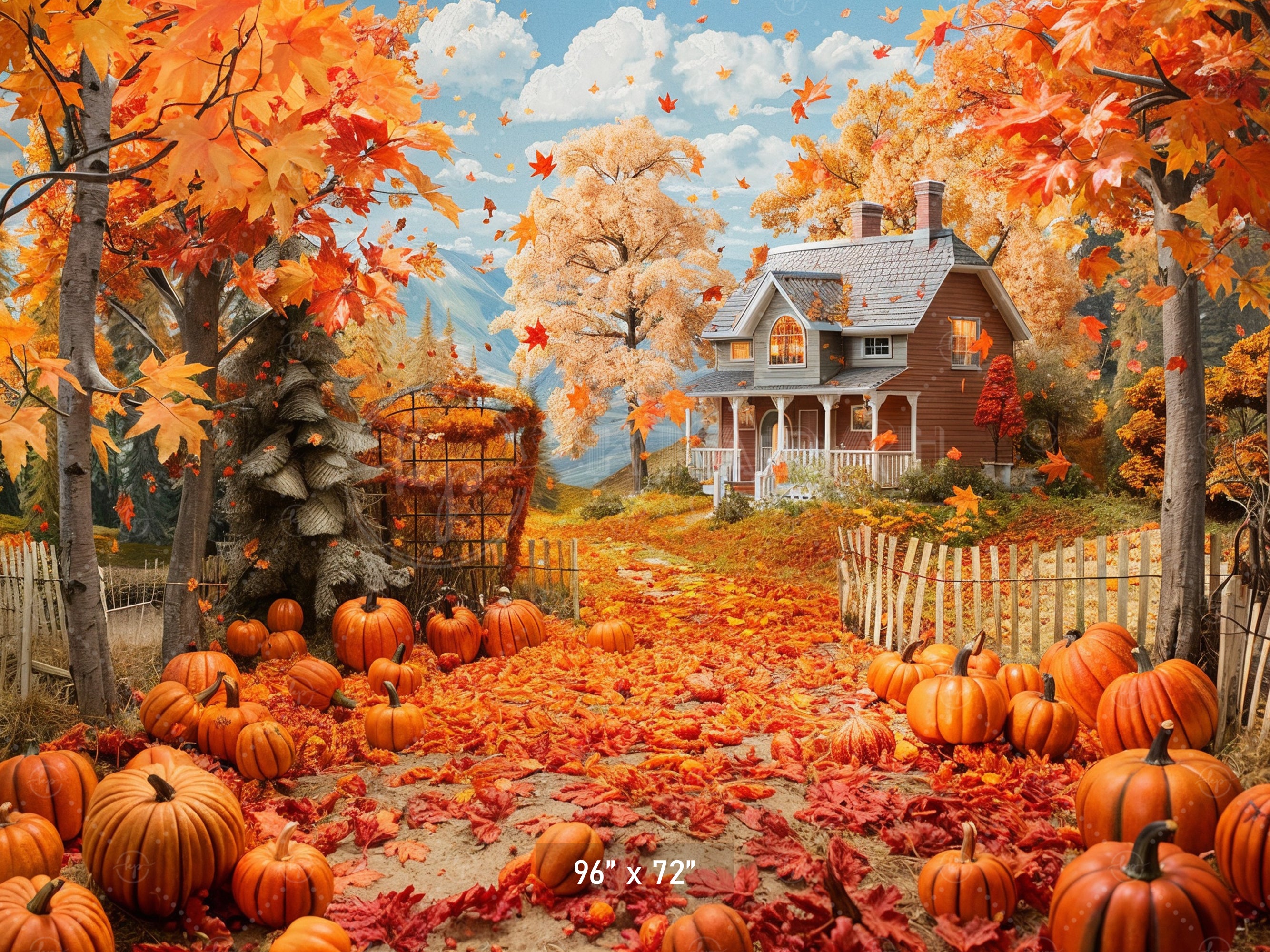Autumn Country Cottage Backdrop