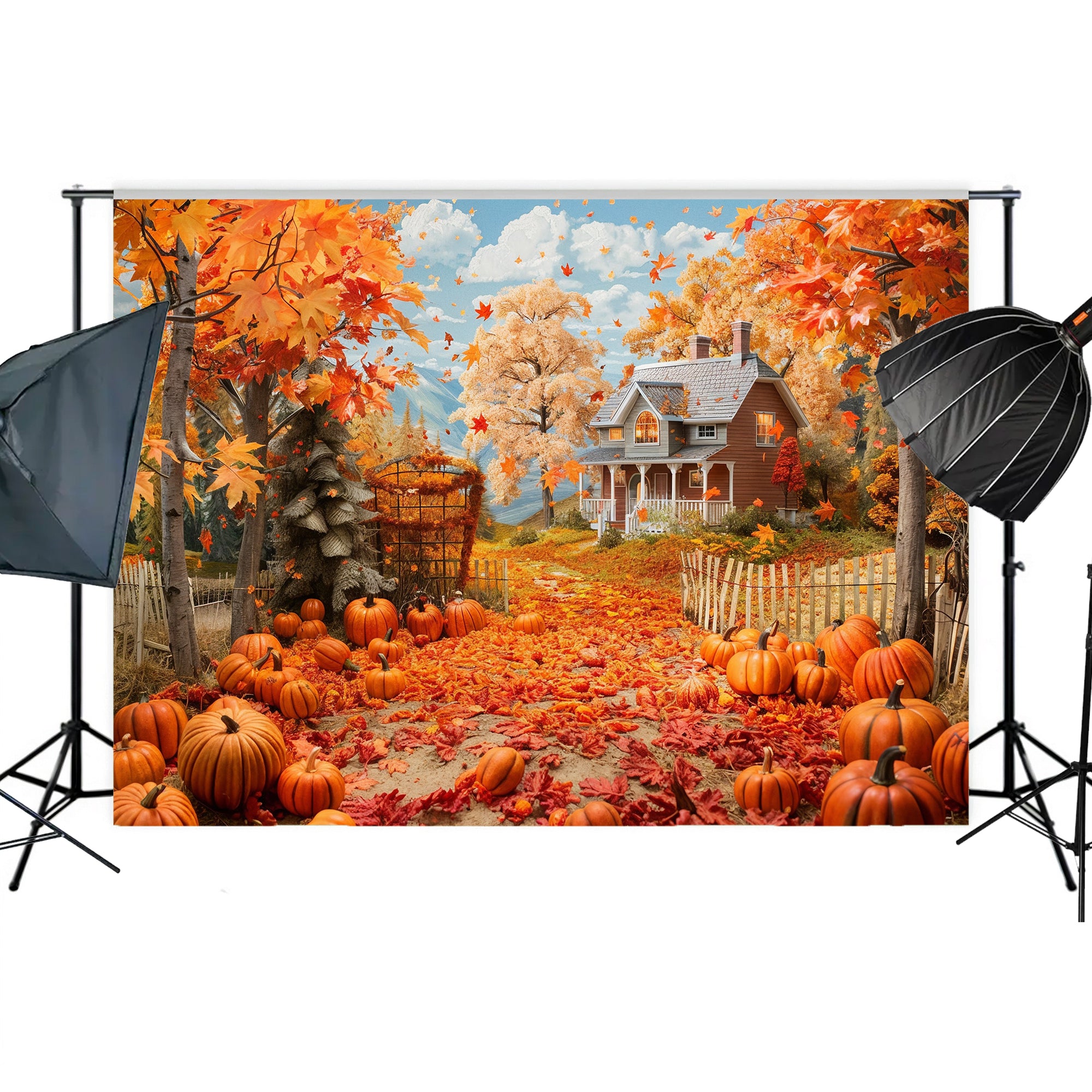 Autumn Country Cottage Backdrop