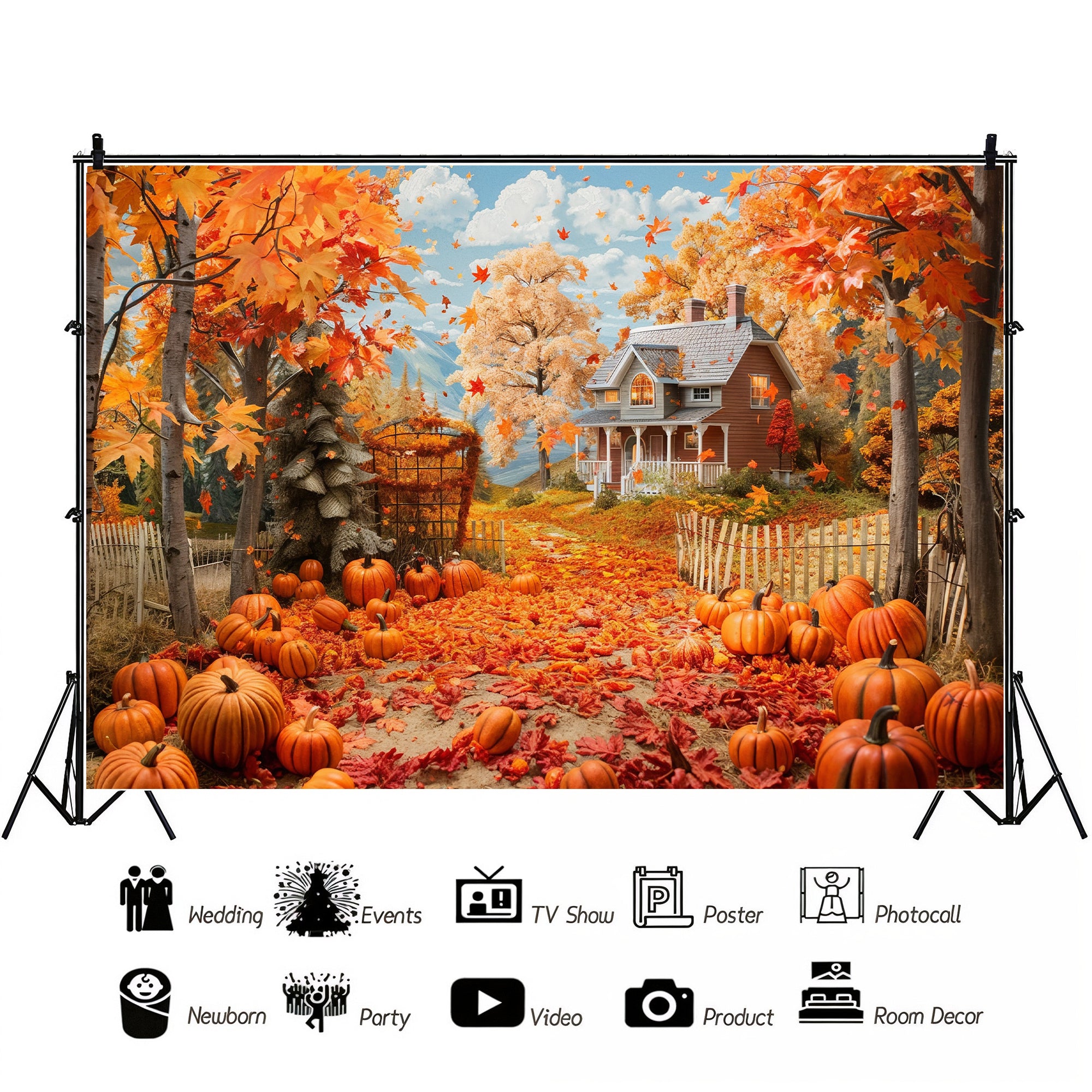 Autumn Country Cottage Backdrop