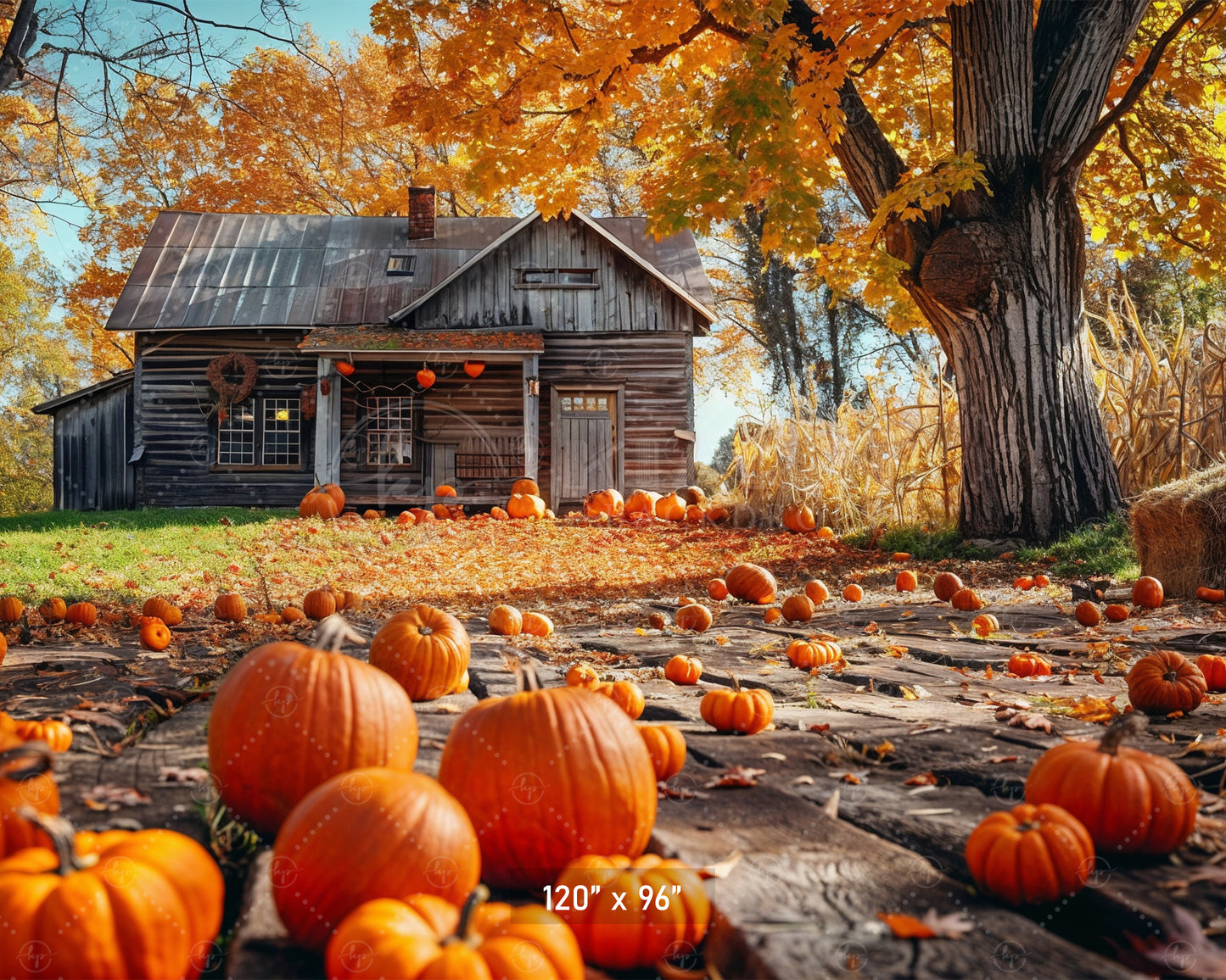 Pumpkin Farmhouse Backdrop