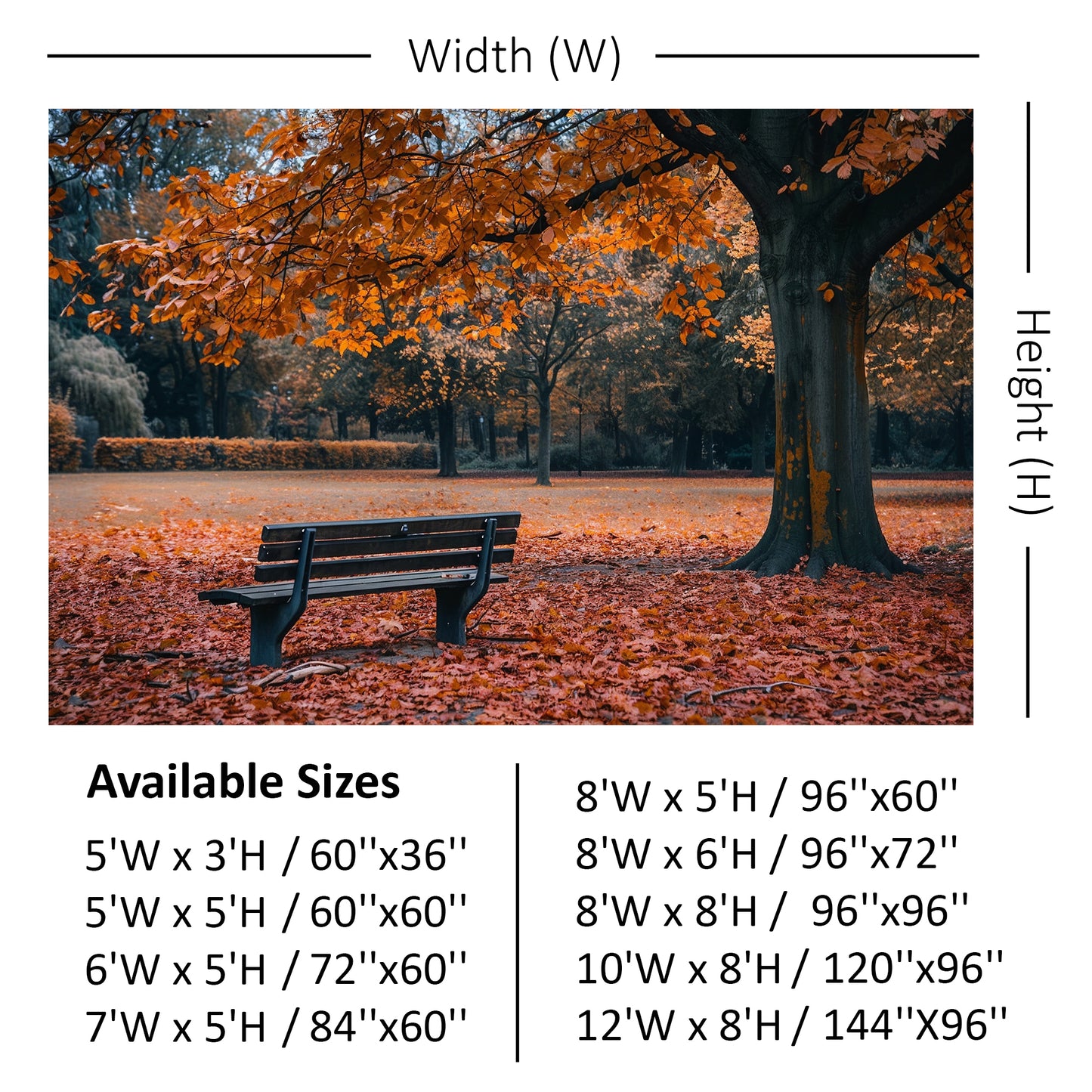 Autumn Park Bench Backdrop