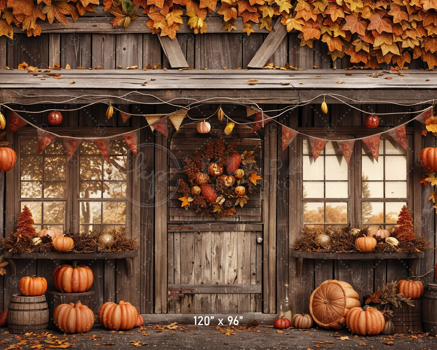 Festive Autumn Porch Backdrop