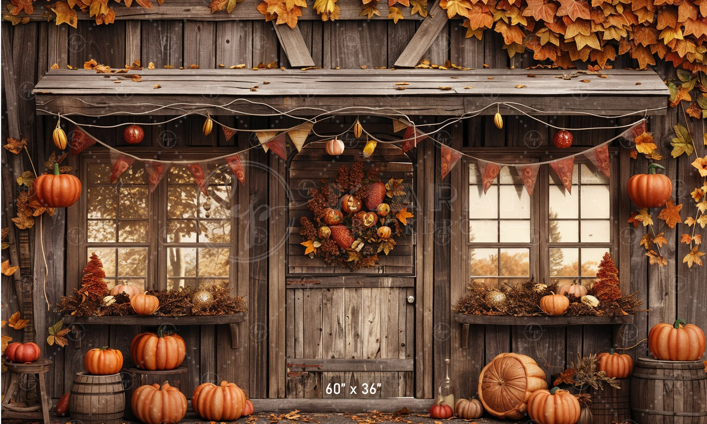 Festive Autumn Porch Backdrop