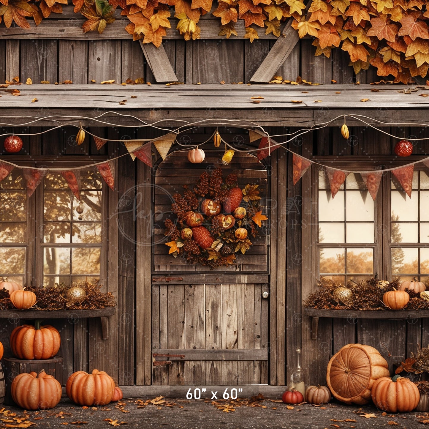 Festive Autumn Porch Backdrop