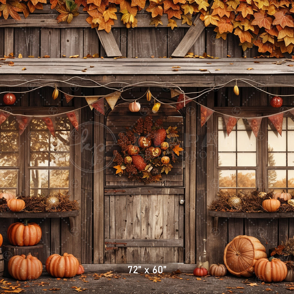 Festive Autumn Porch Backdrop – Kiarah Backdrops