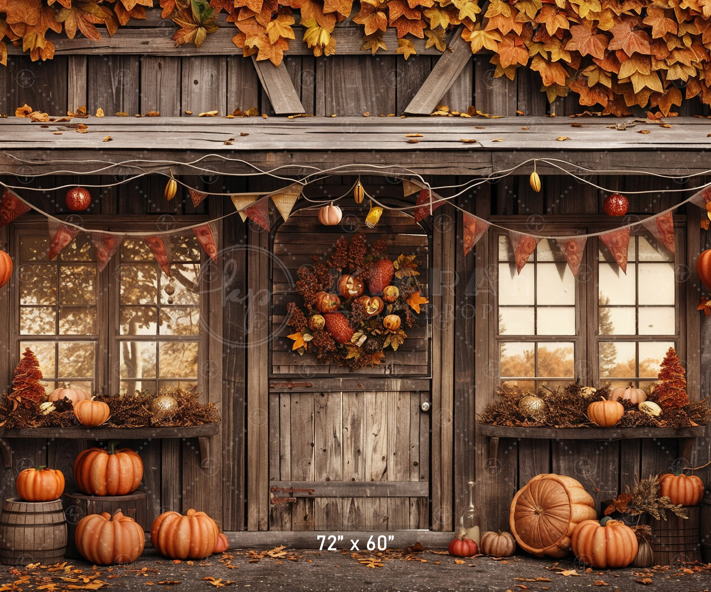 Festive Autumn Porch Backdrop