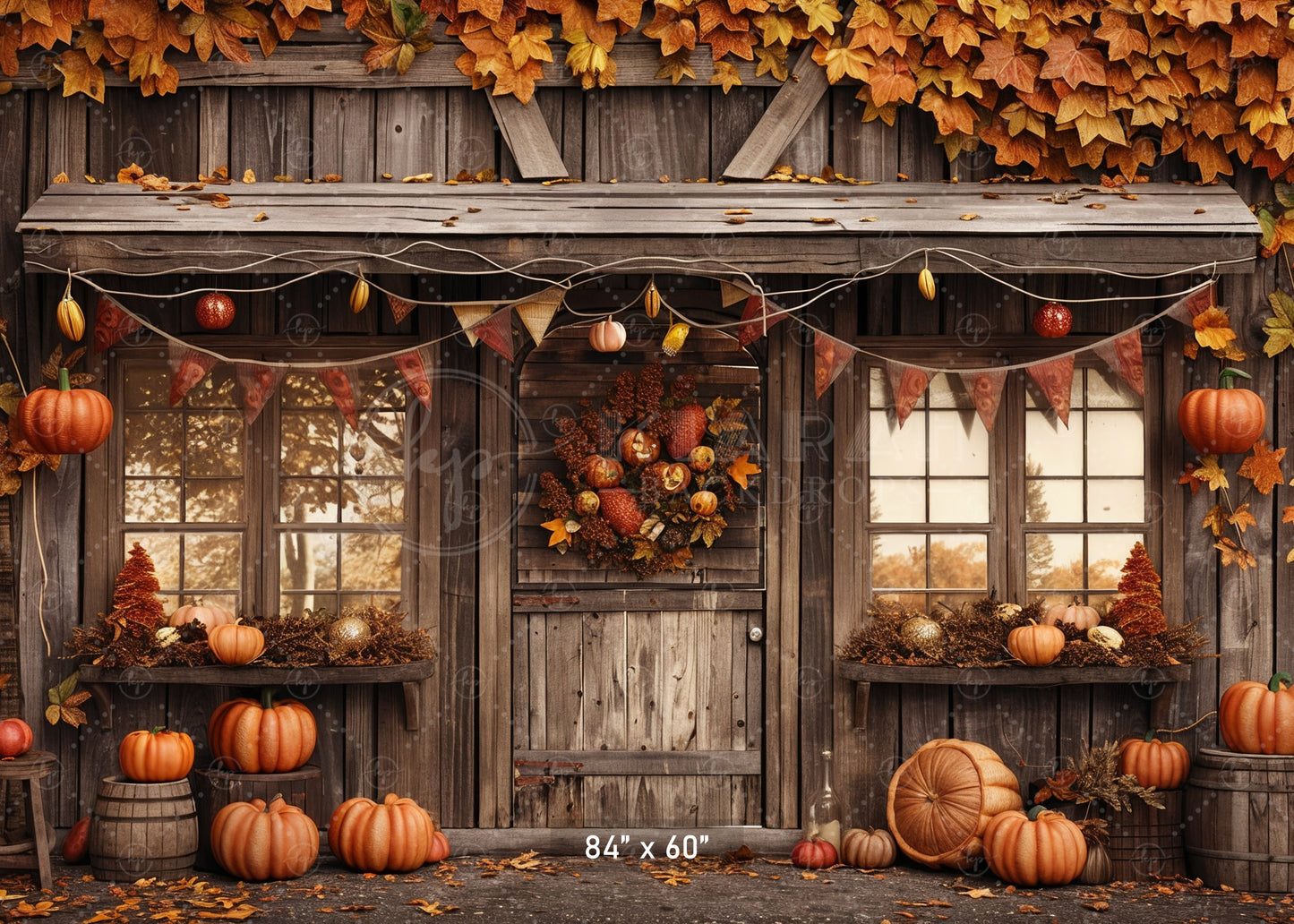 Festive Autumn Porch Backdrop