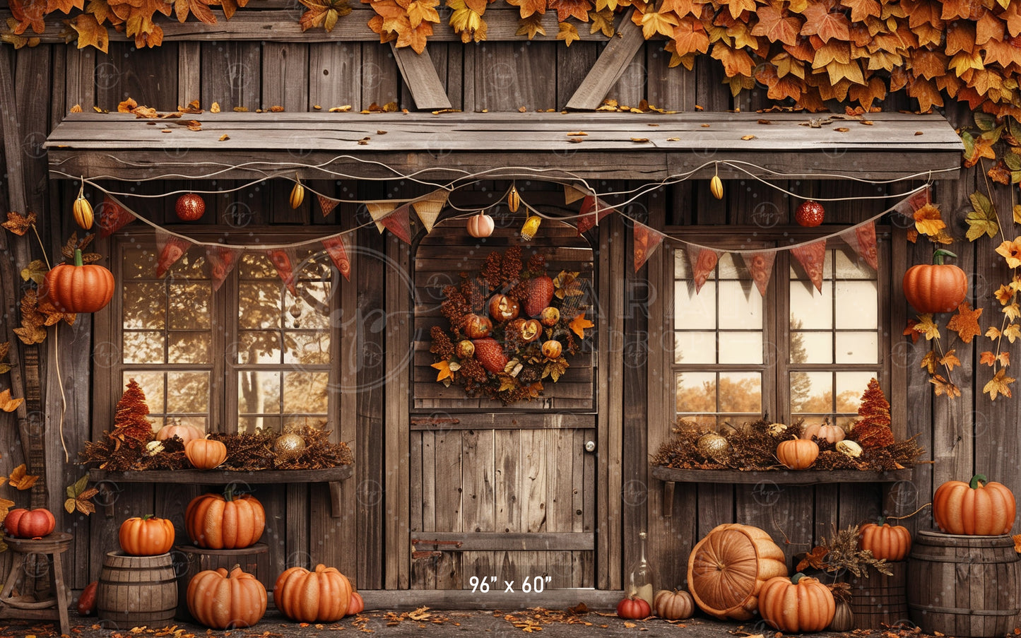 Festive Autumn Porch Backdrop