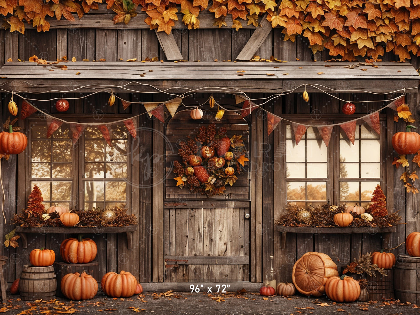 Festive Autumn Porch Backdrop