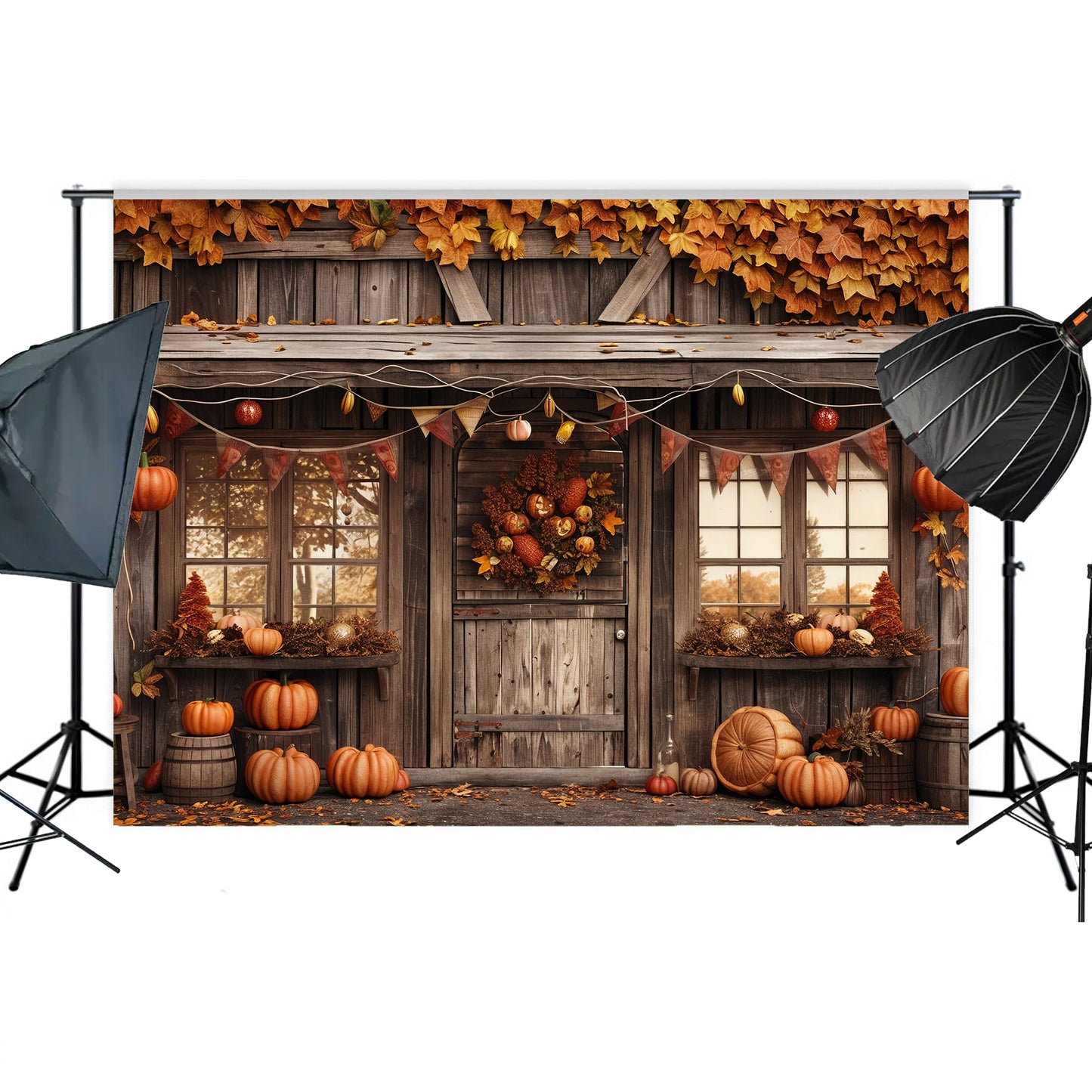 Festive Autumn Porch Backdrop