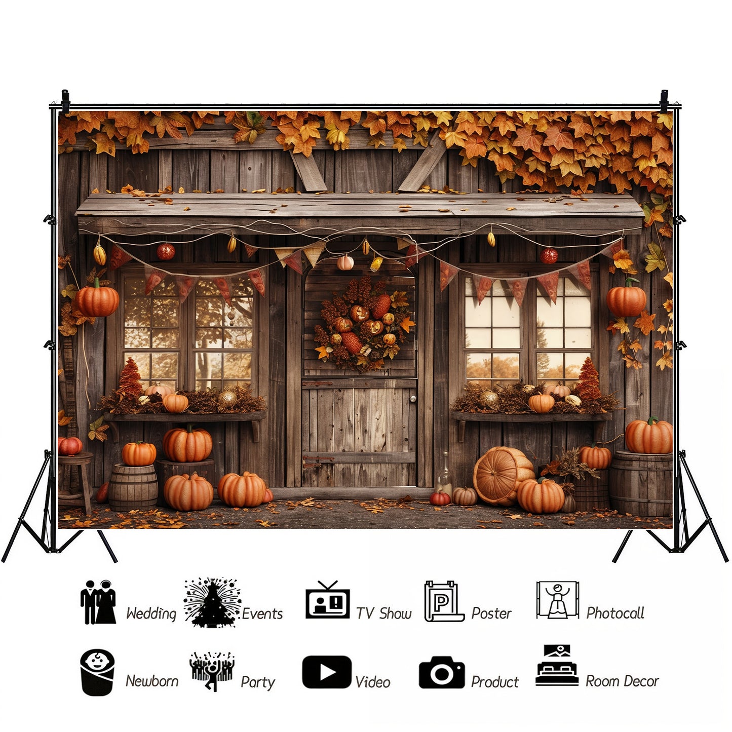 Festive Autumn Porch Backdrop