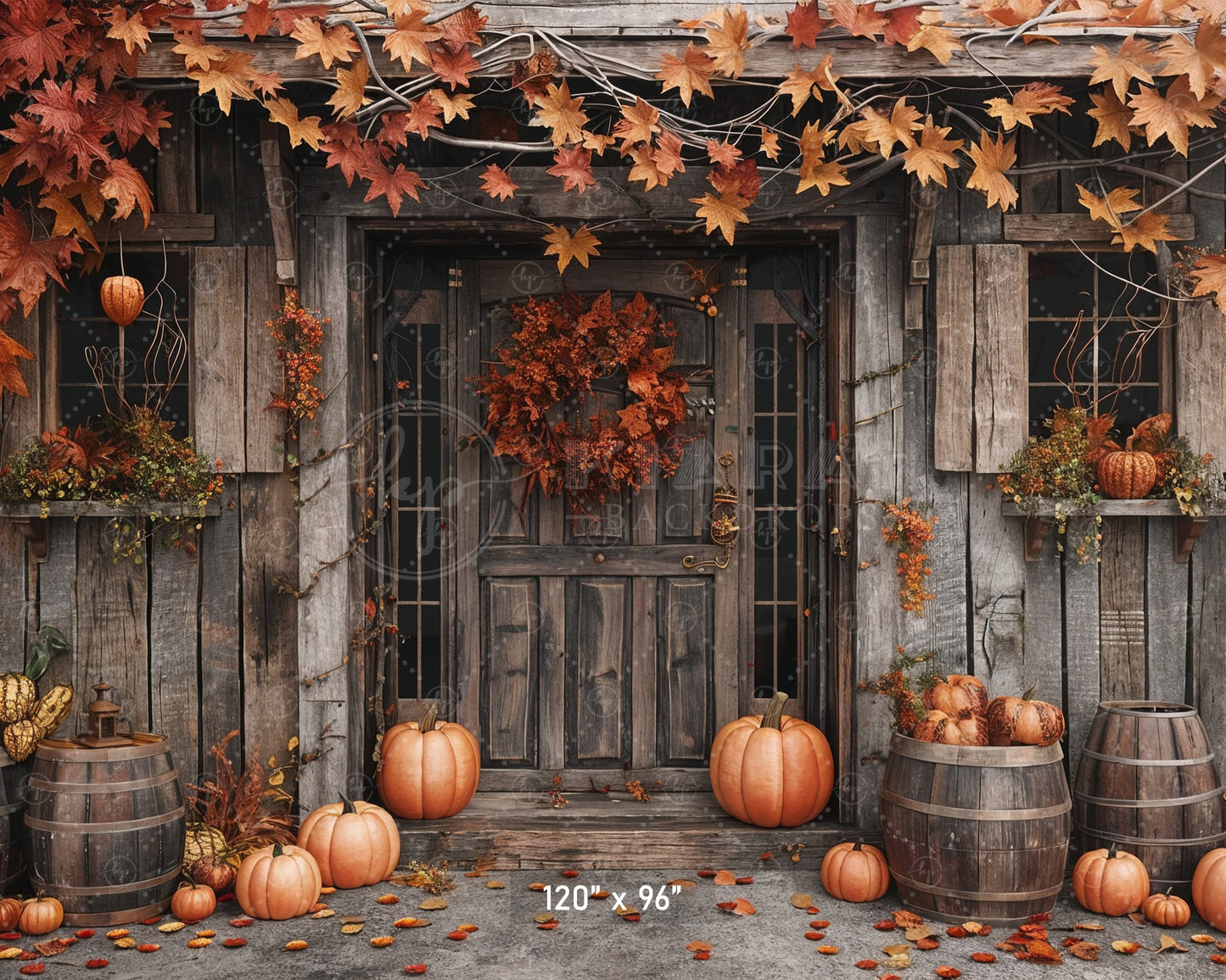 Rustic Autumn Doorway Backdrop