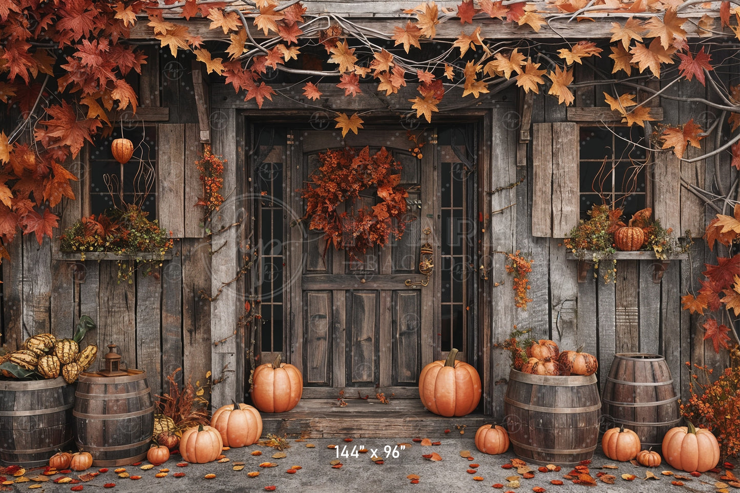 Rustic Autumn Doorway Backdrop