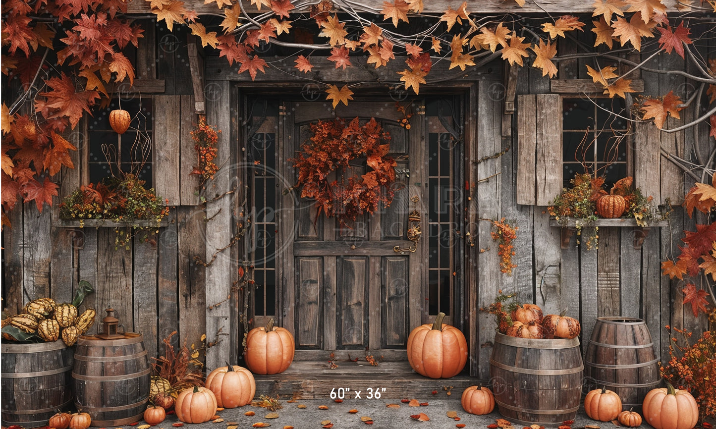 Rustic Autumn Doorway Backdrop