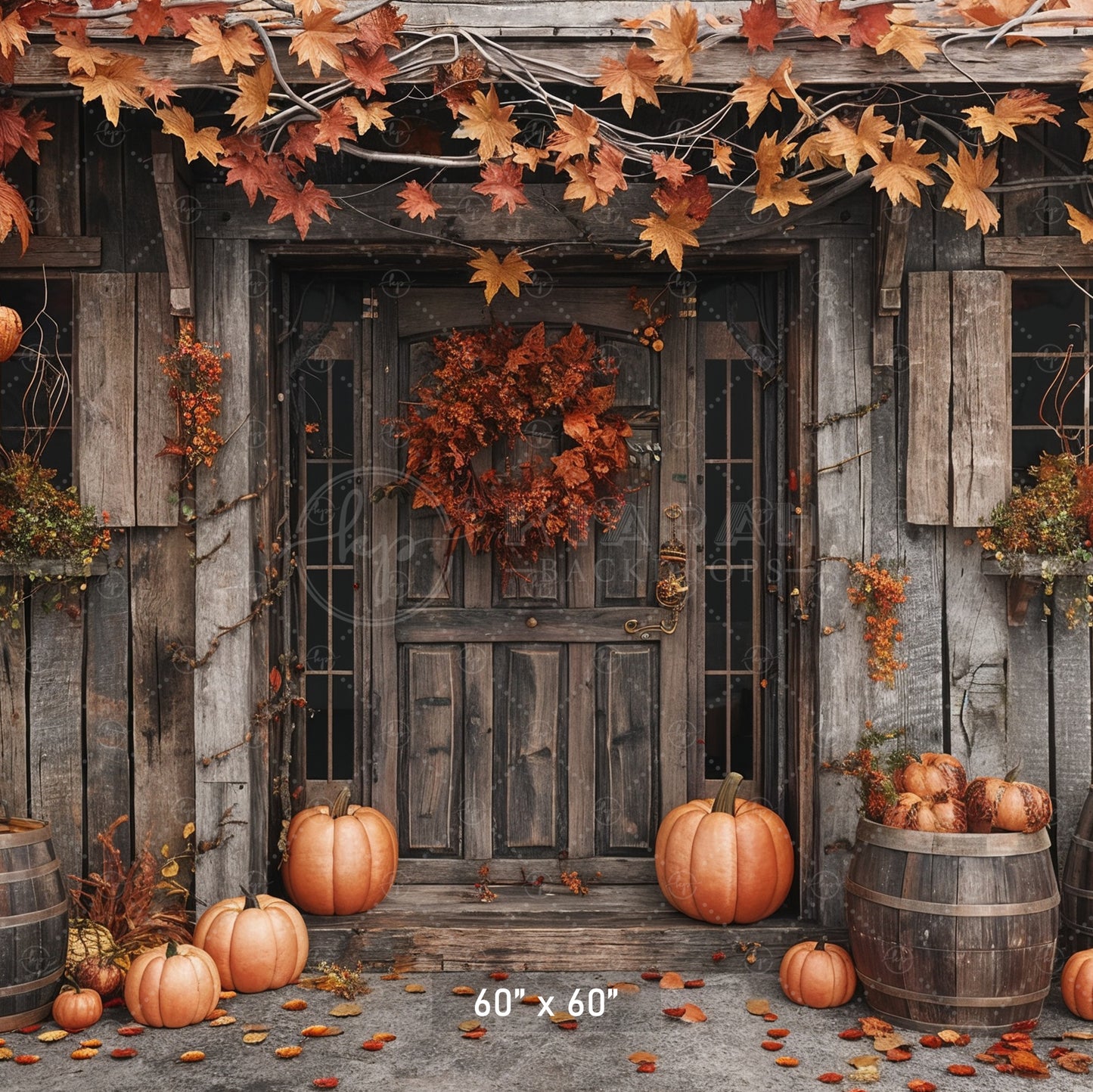 Rustic Autumn Doorway Backdrop