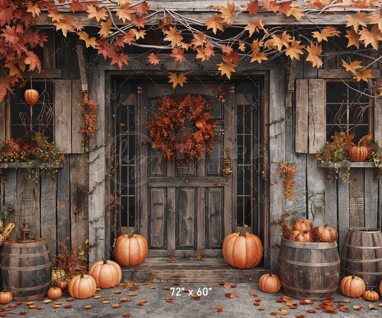 Rustic Autumn Doorway Backdrop