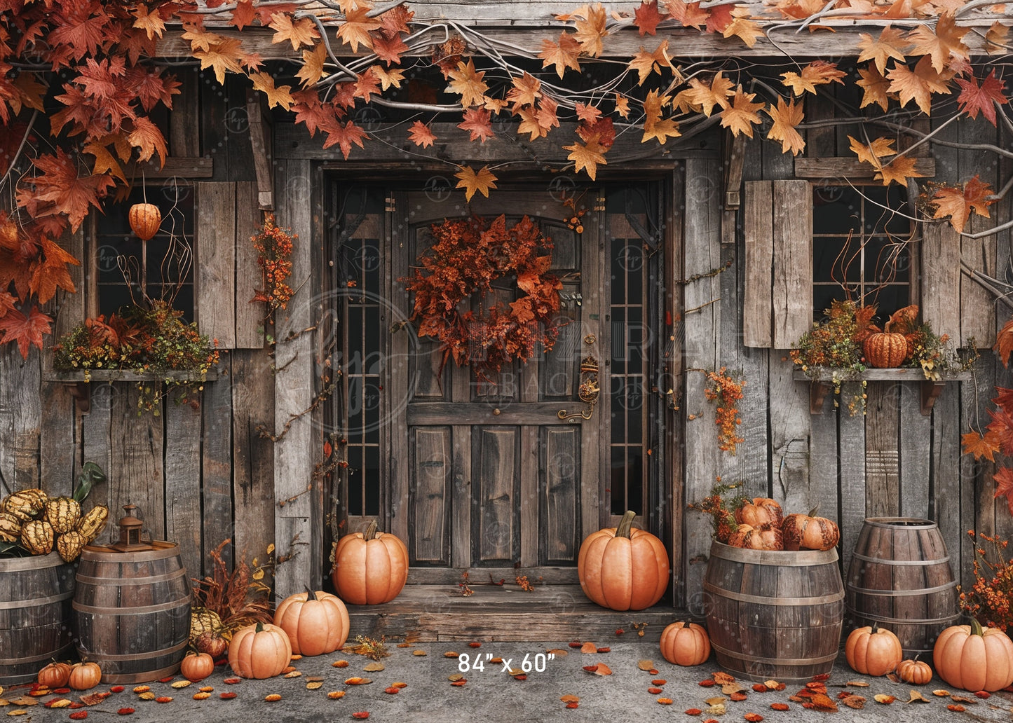 Rustic Autumn Doorway Backdrop