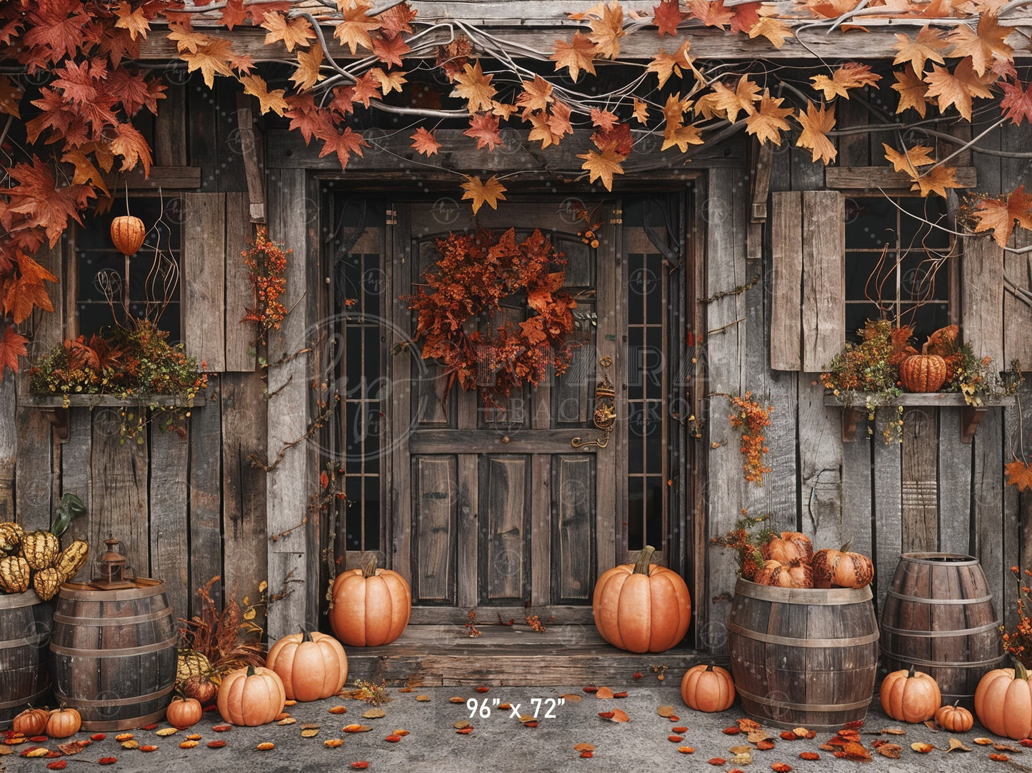 Rustic Autumn Doorway Backdrop