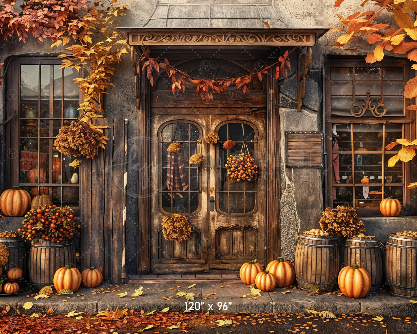 Vintage Autumn Storefront Backdrop