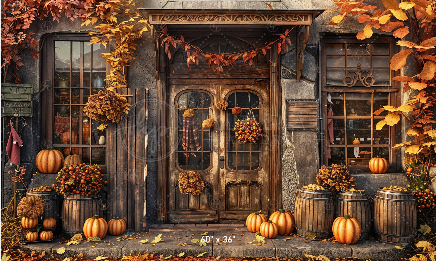 Vintage Autumn Storefront Backdrop