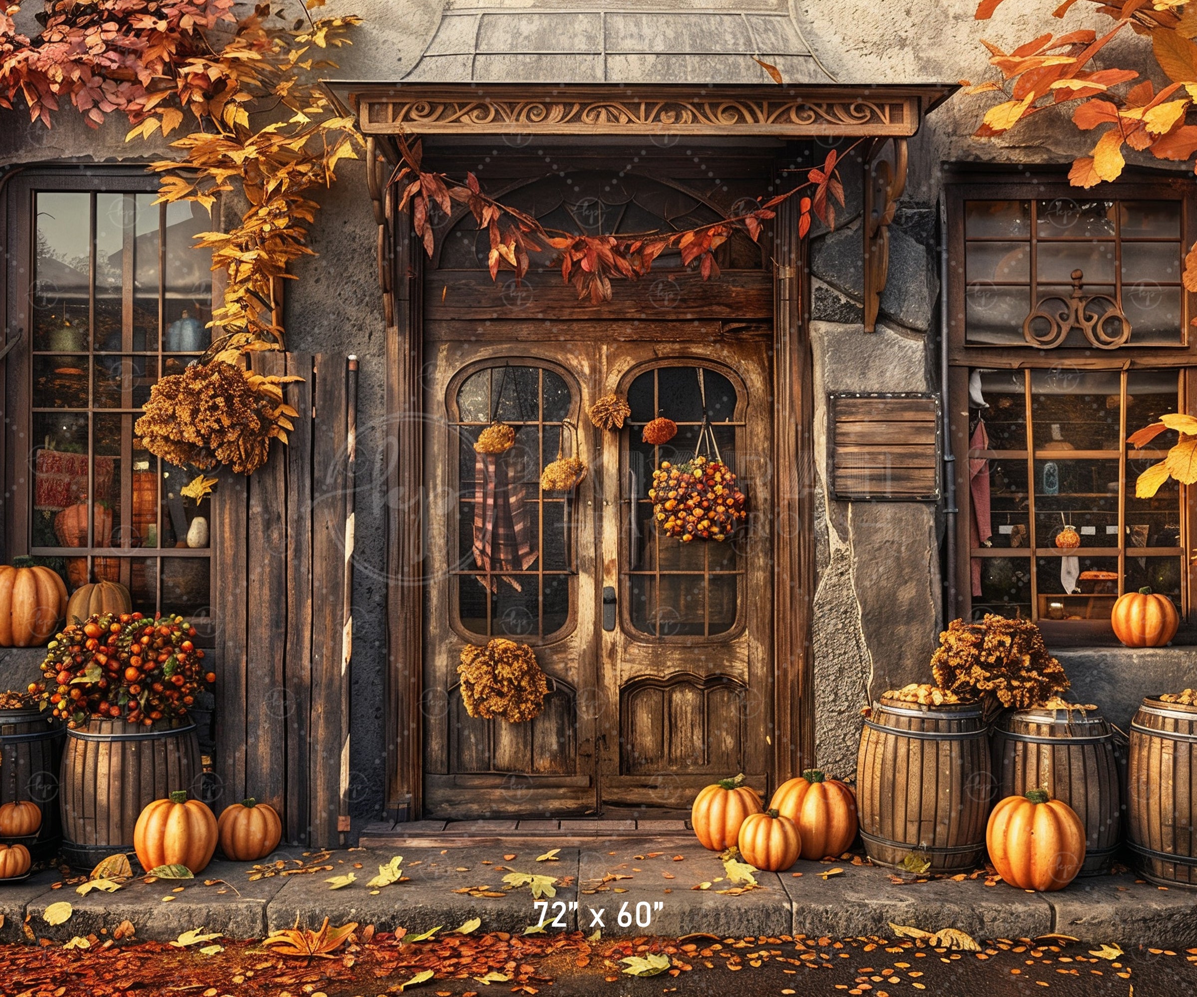 Fall Storefront Background Vintage Autumn Storefront Backdrop – Kiarah Backdrops