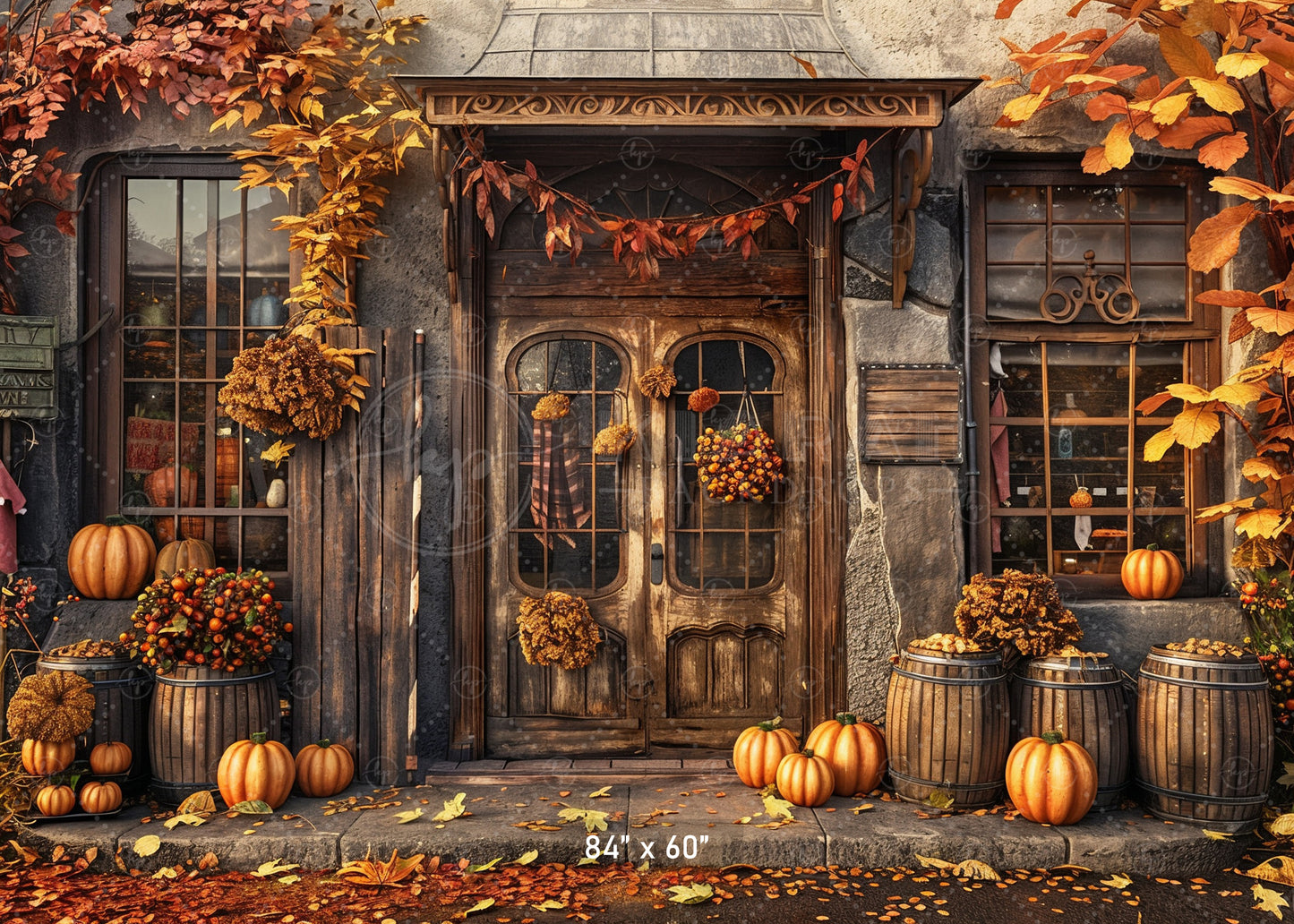 Vintage Autumn Storefront Backdrop