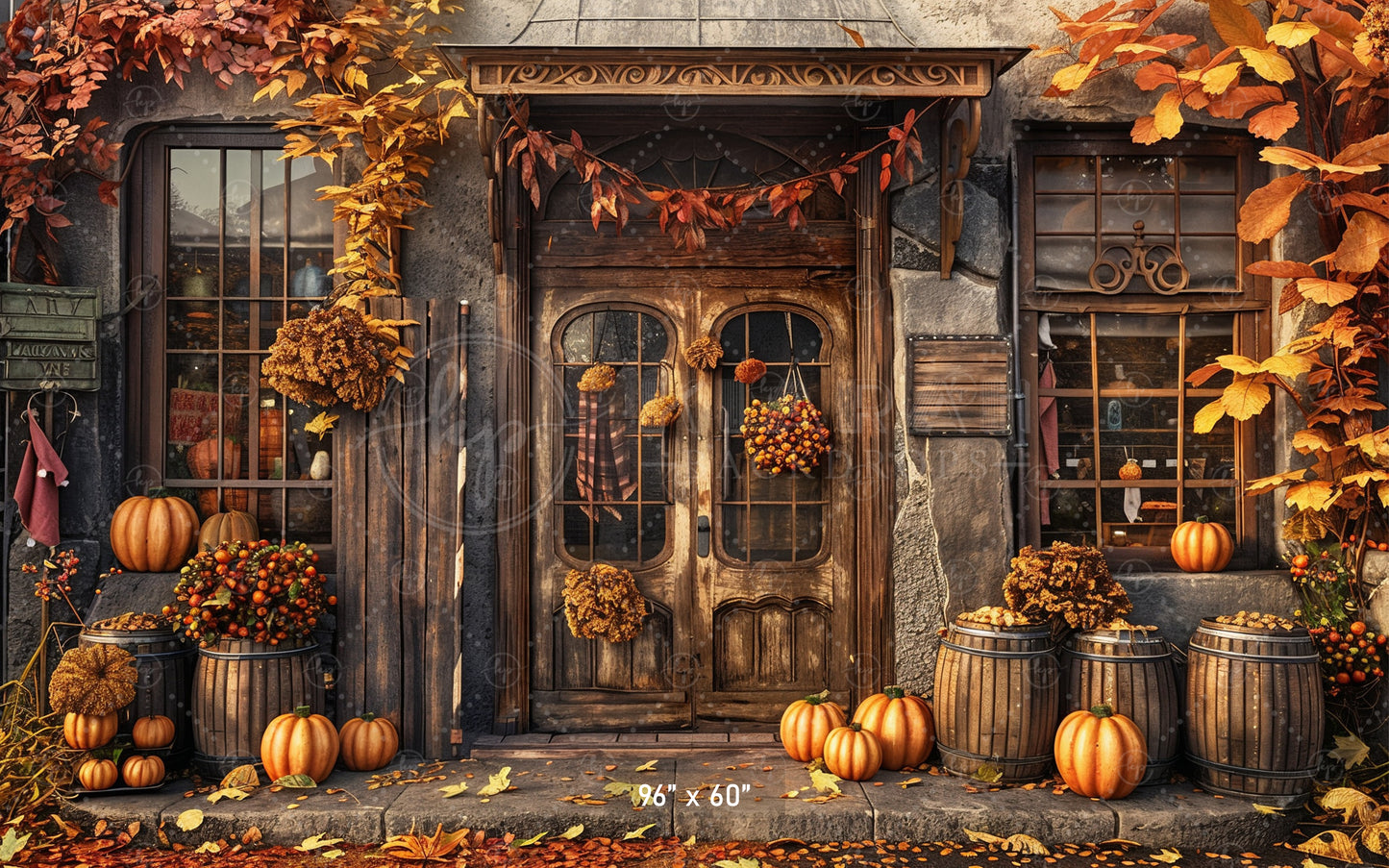 Vintage Autumn Storefront Backdrop