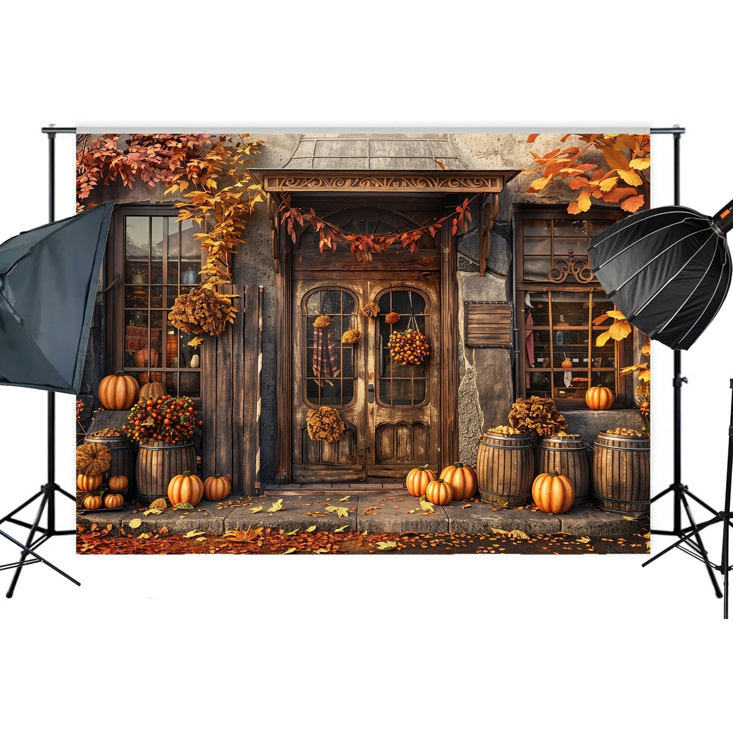 Vintage Autumn Storefront Backdrop