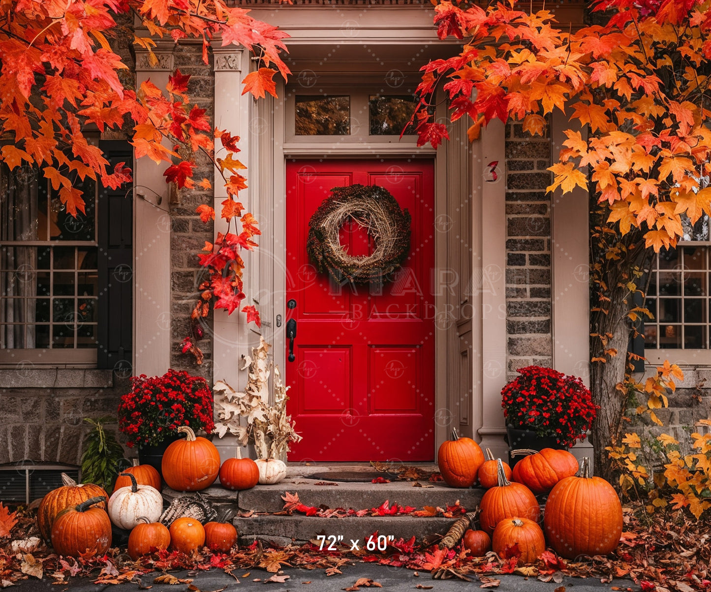 Festive Fall Red Doorway Backdrop