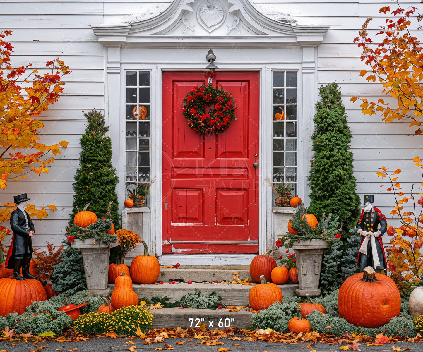 Festive Colonial Fall Porch Backdrop