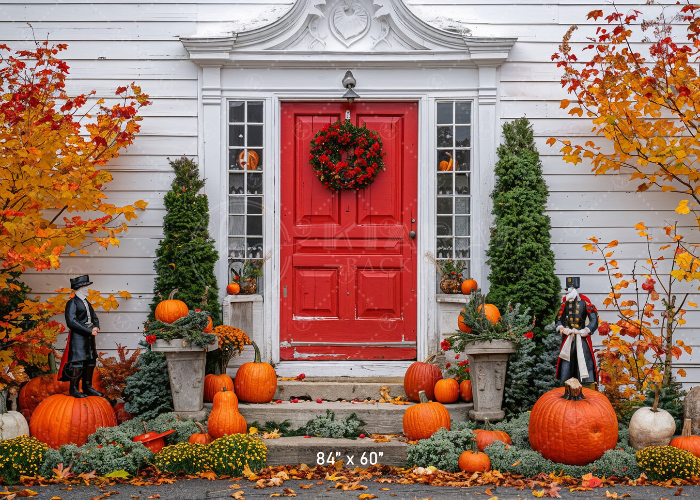 Festive Colonial Fall Porch Backdrop