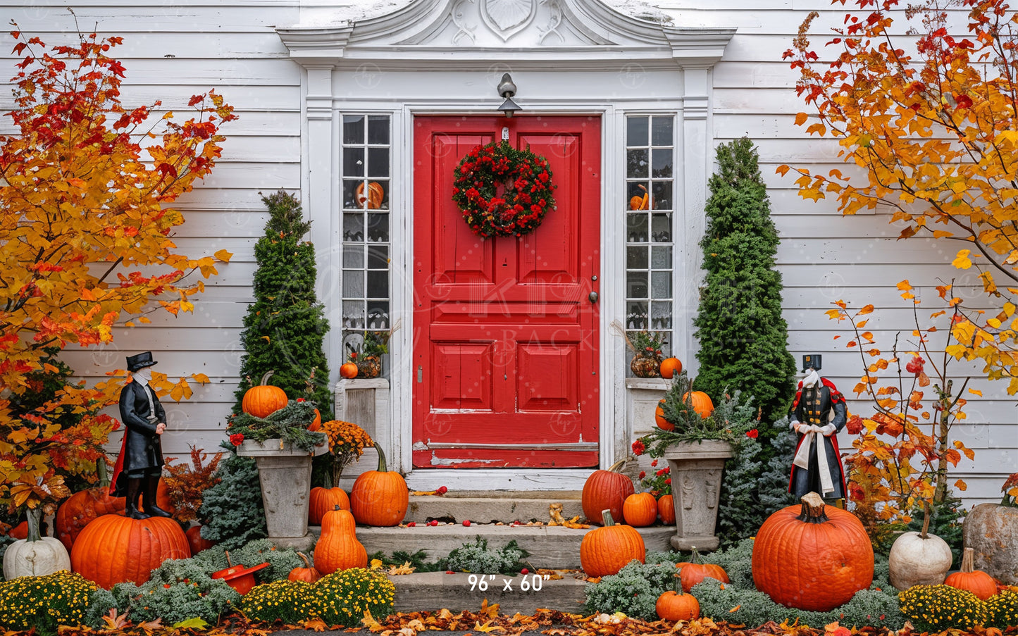 Festive Colonial Fall Porch Backdrop