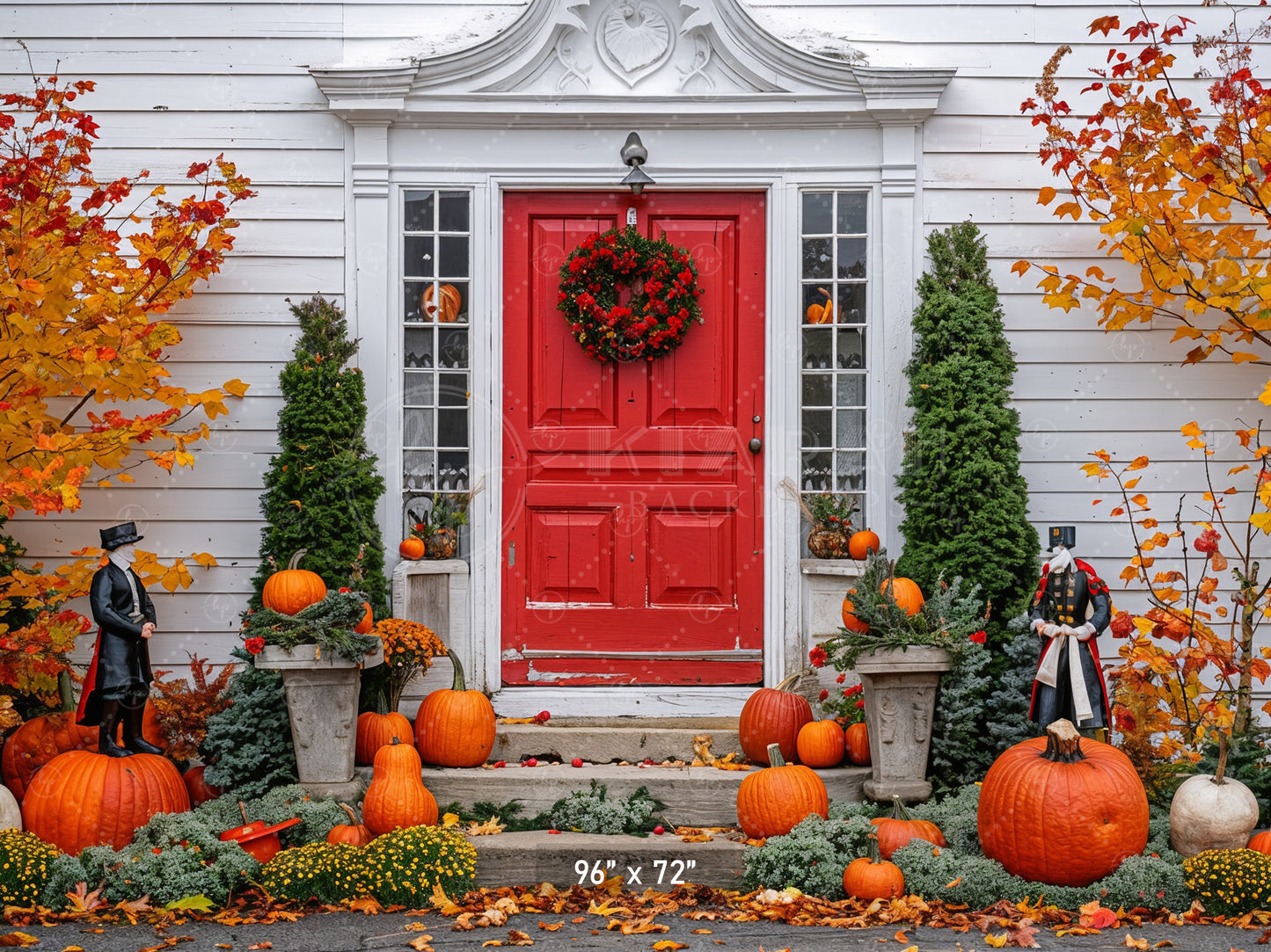 Festive Colonial Fall Porch Backdrop